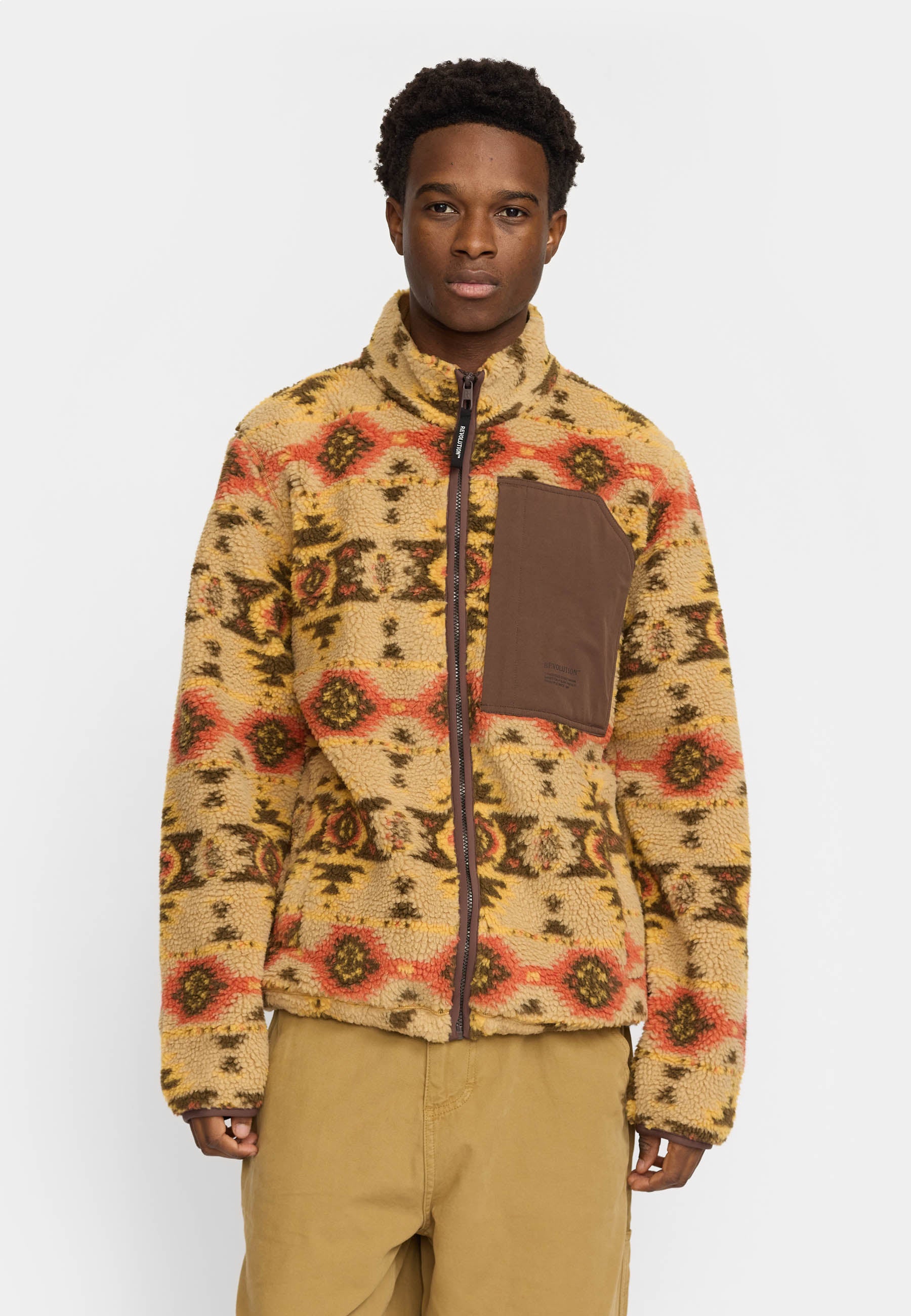 Revolution Printed Teddy Jacket Fleece Lightbrown