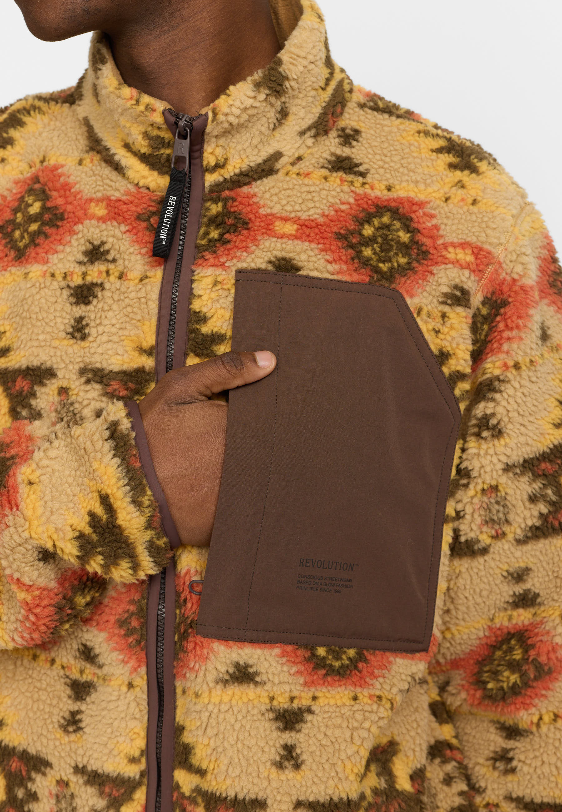 Revolution Printed Teddy Jacket Fleece Lightbrown