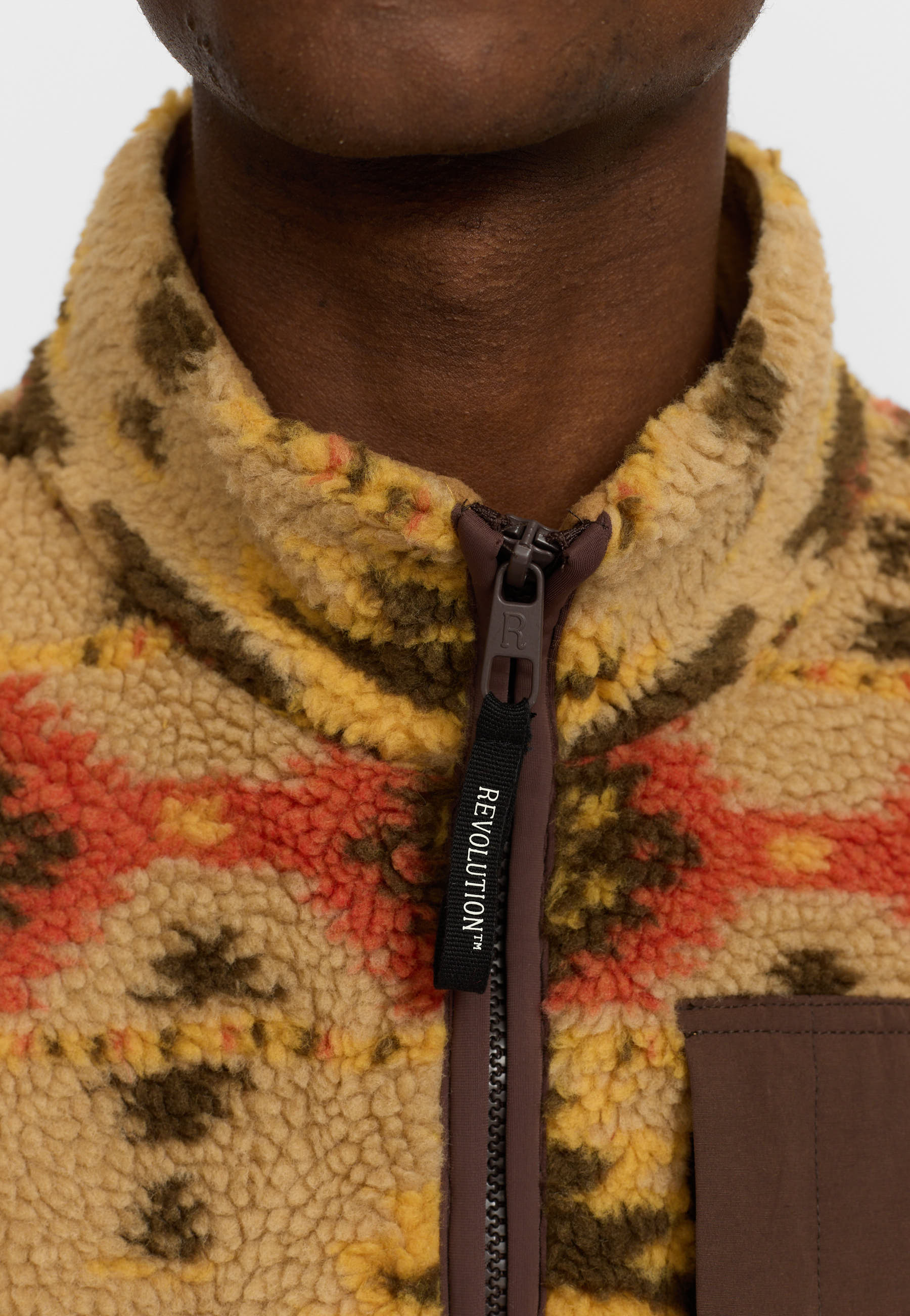 Revolution Printed Teddy Jacket Fleece Lightbrown