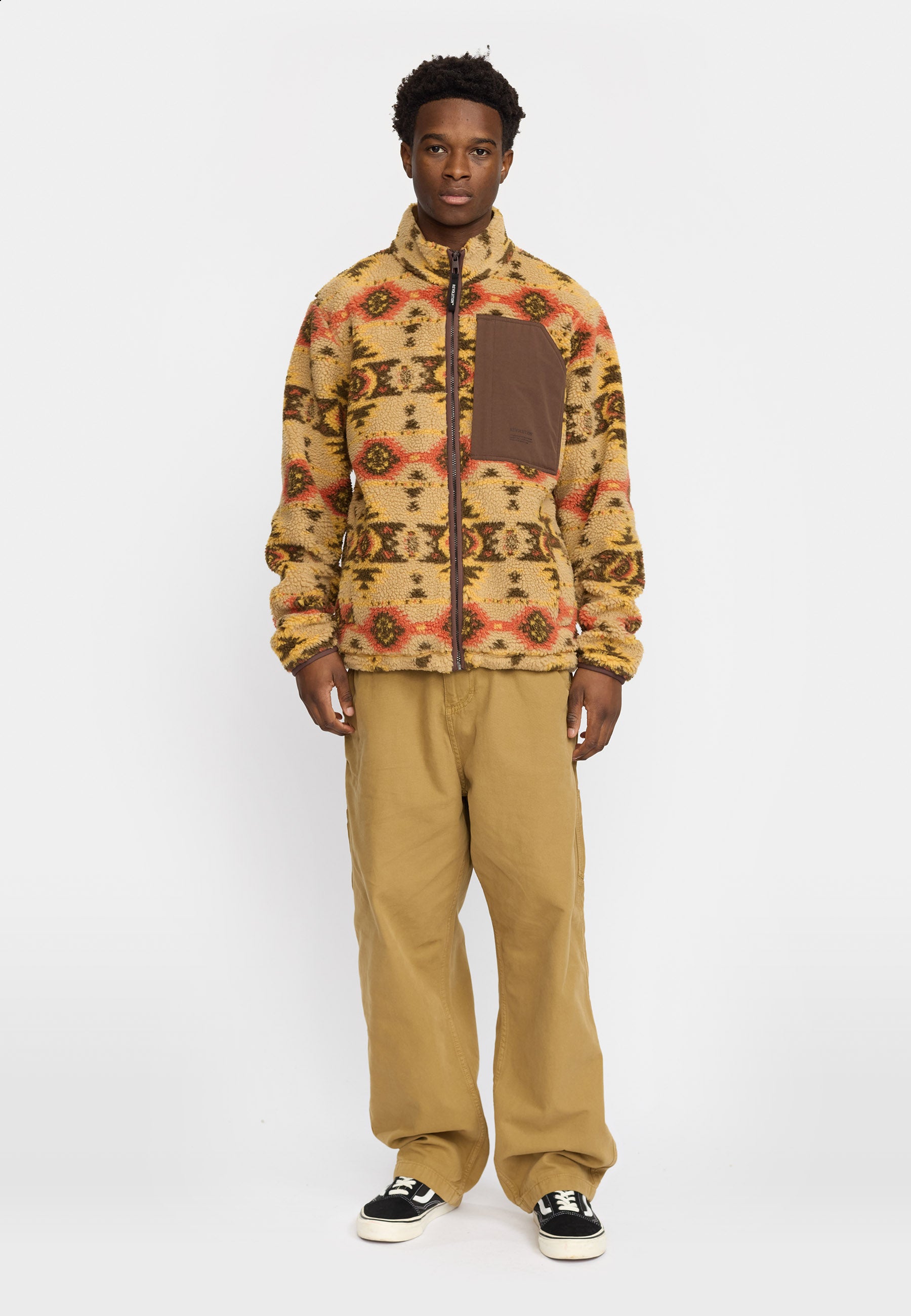 Revolution Printed Teddy Jacket Fleece Lightbrown