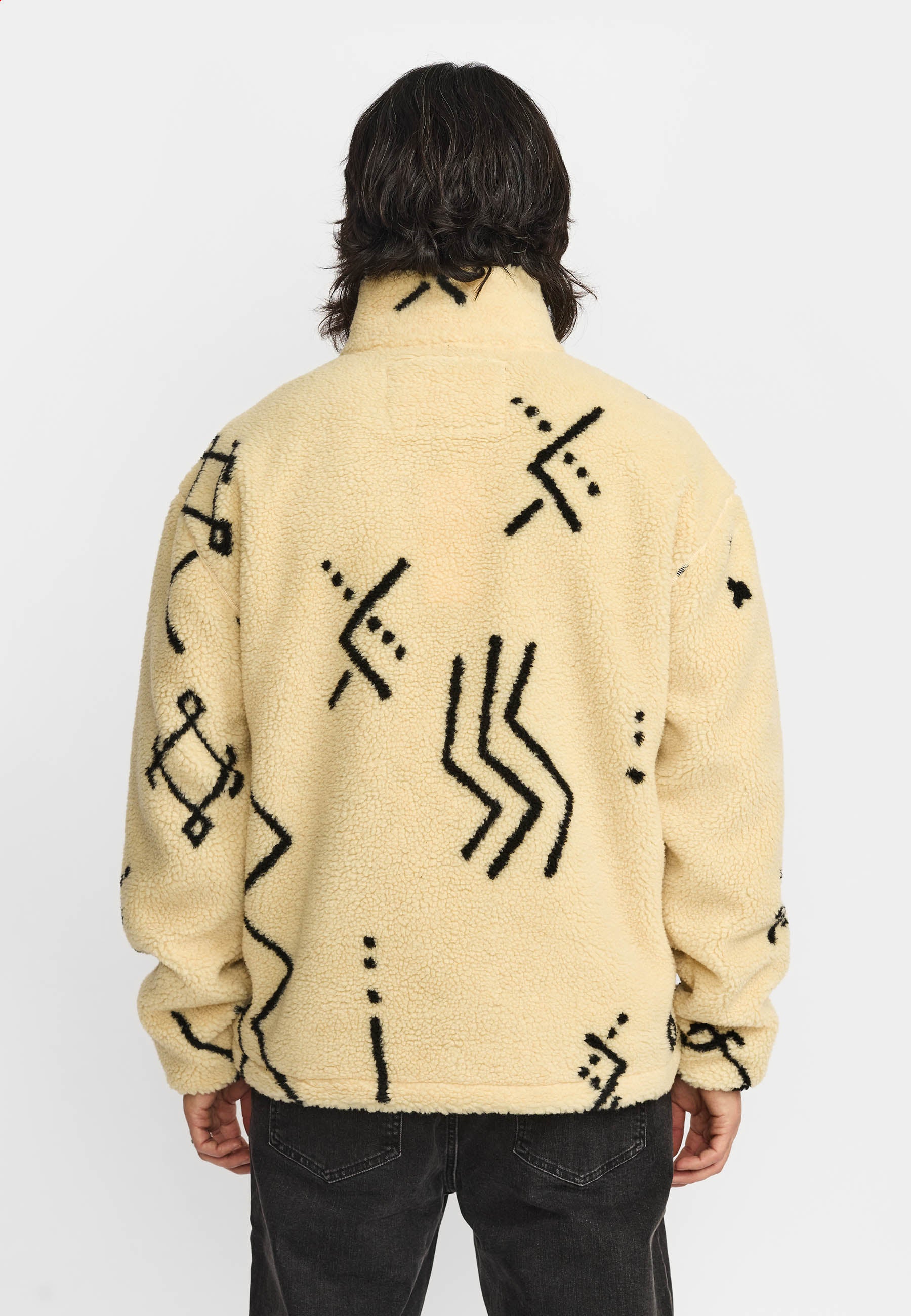 Revolution Printed Teddy Jacket Fleece Offwhite