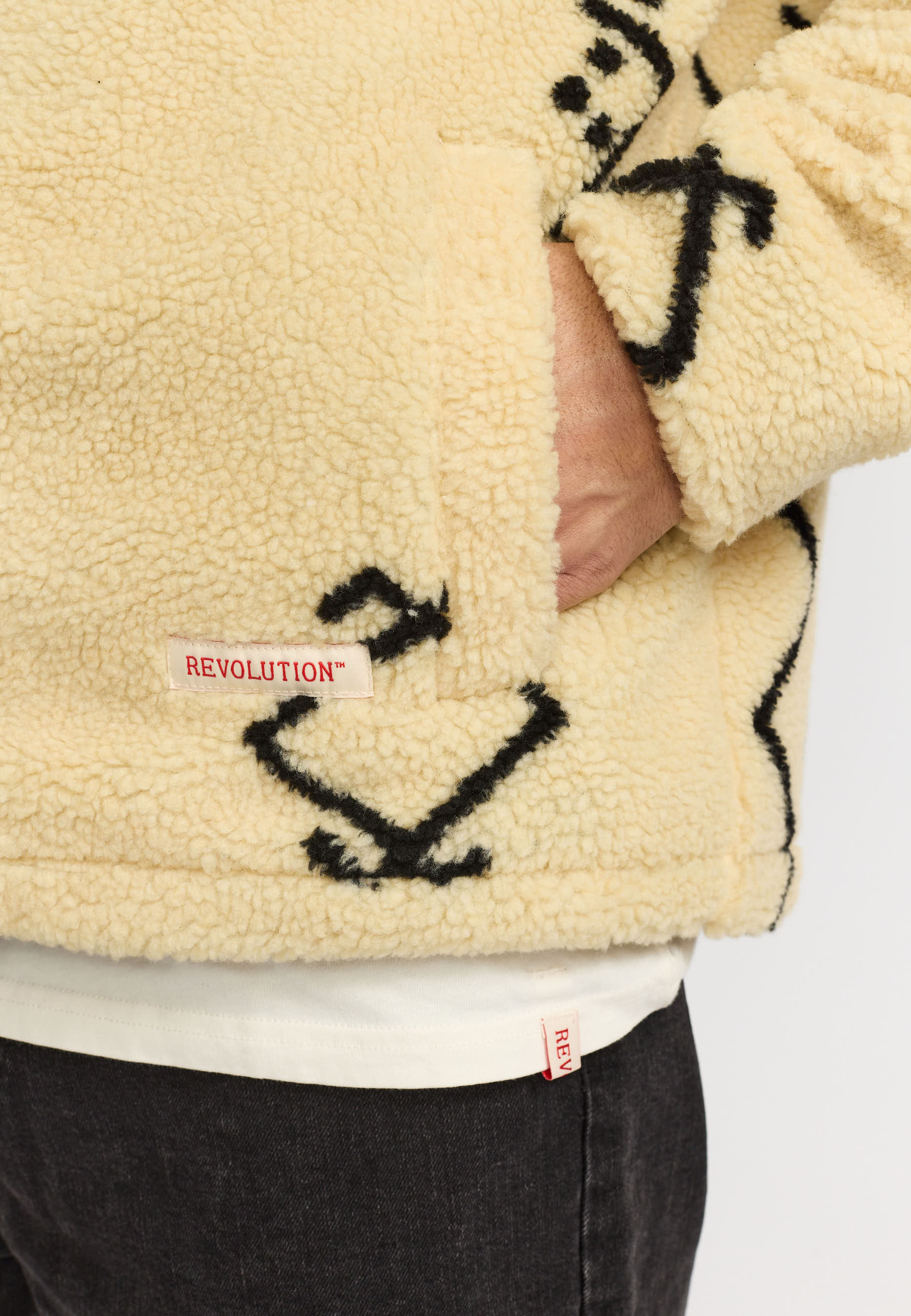 Revolution Printed Teddy Jacket Fleece Offwhite