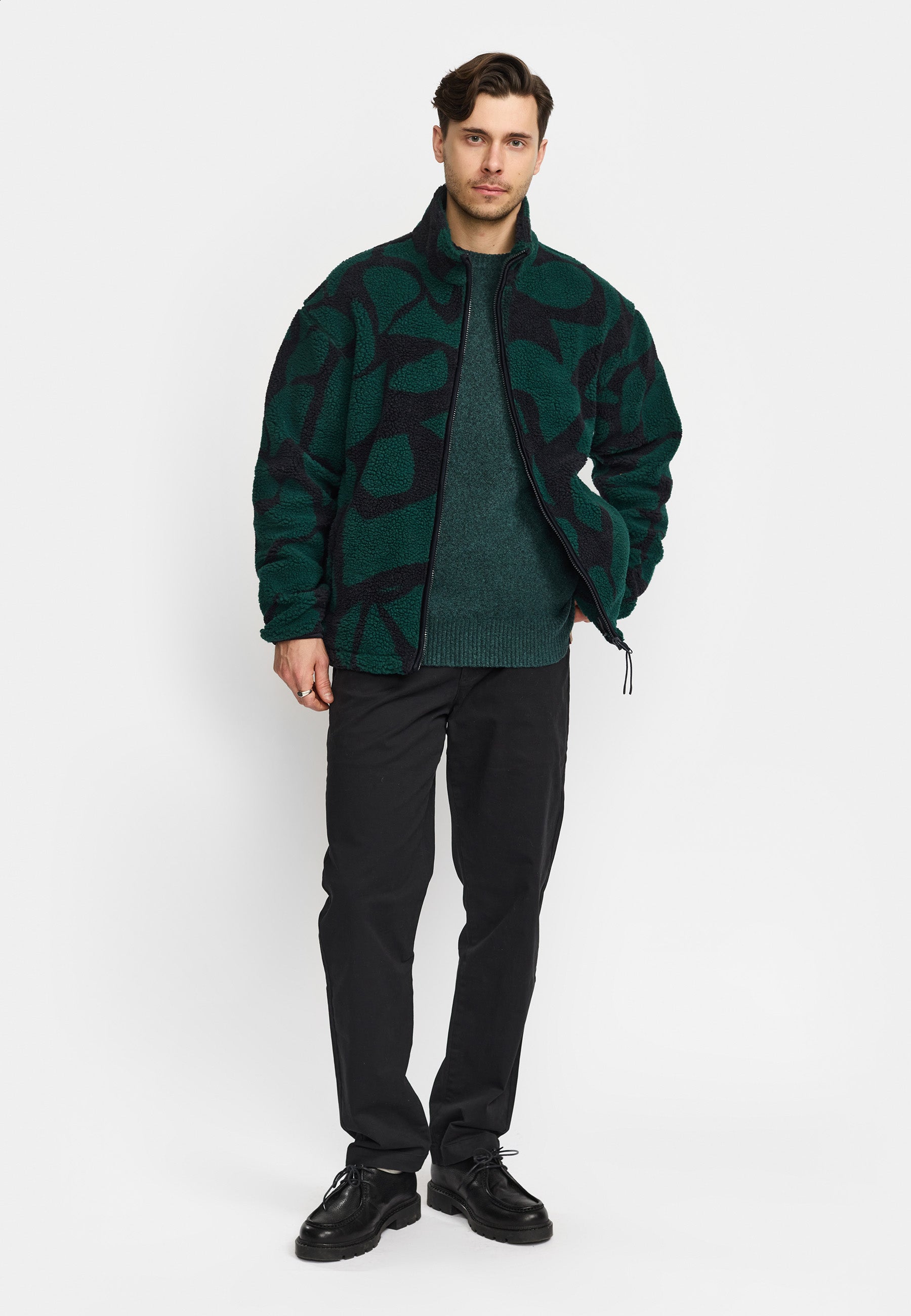 Revolution Printed Teddy Jacket Fleece Darkgreen