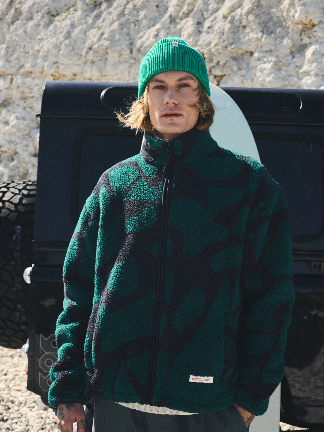 Revolution Printed Teddy Jacket Fleece Darkgreen