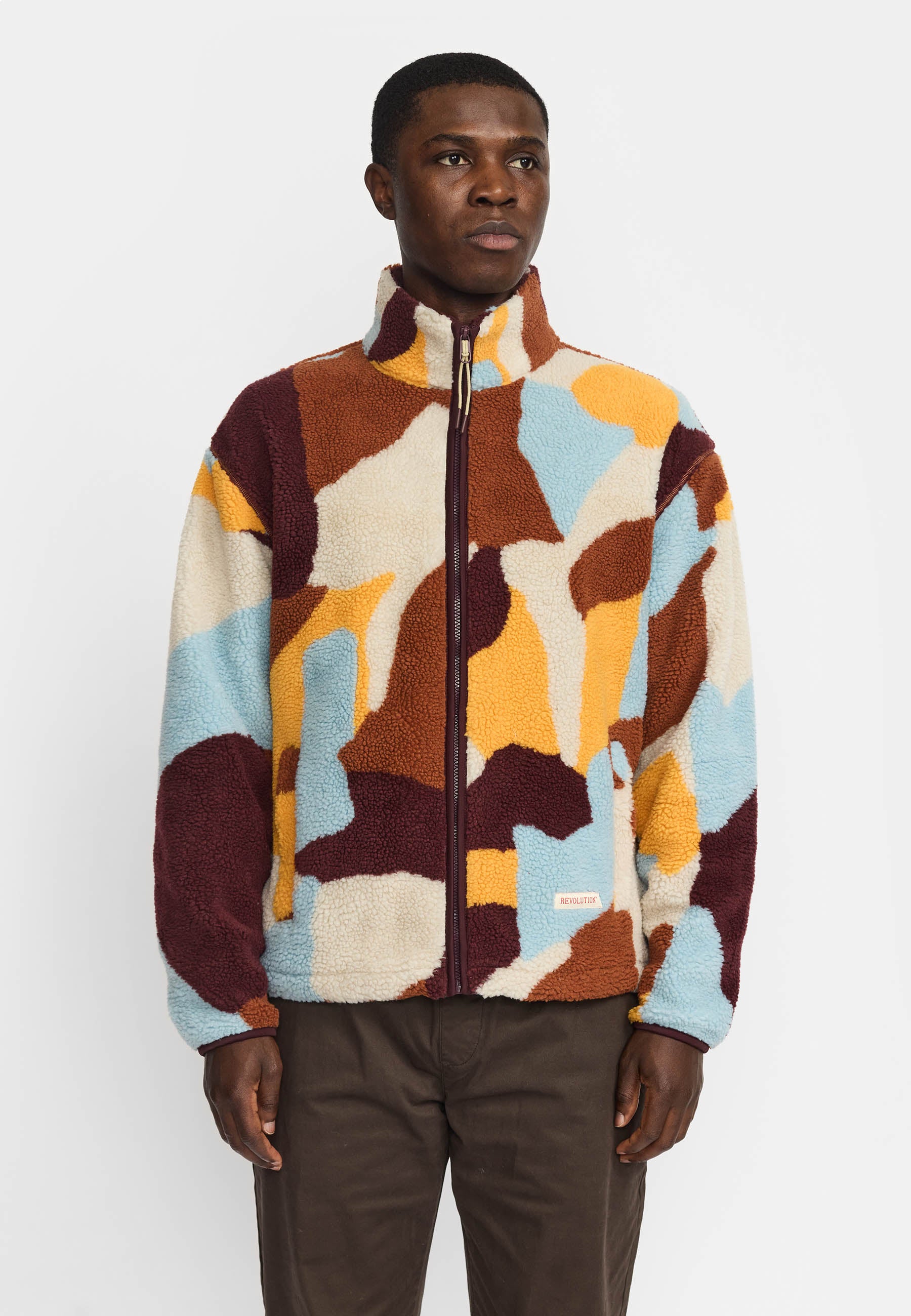 Revolution Printed Teddy Jacket Fleece Brown