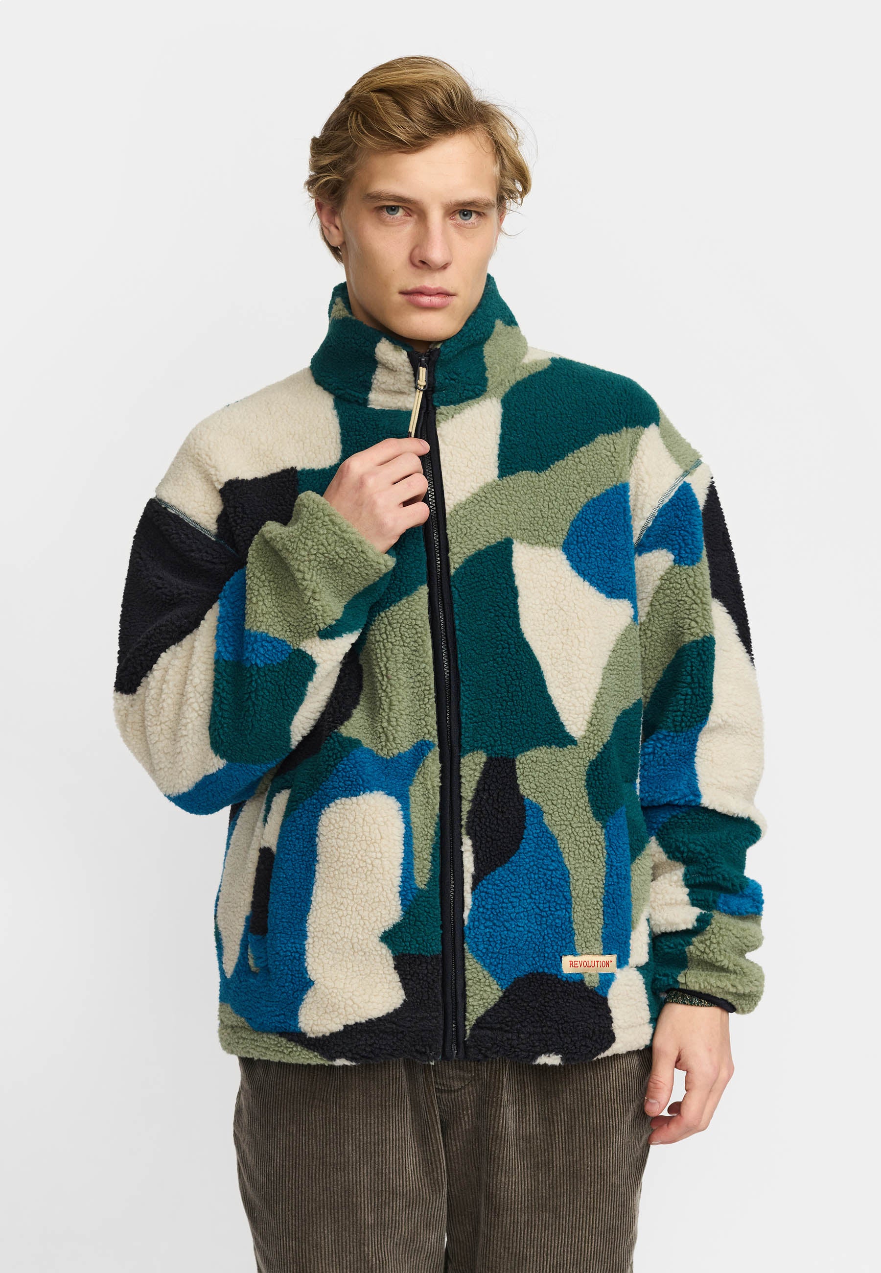 Revolution Printed Teddy Jacket Fleece Green