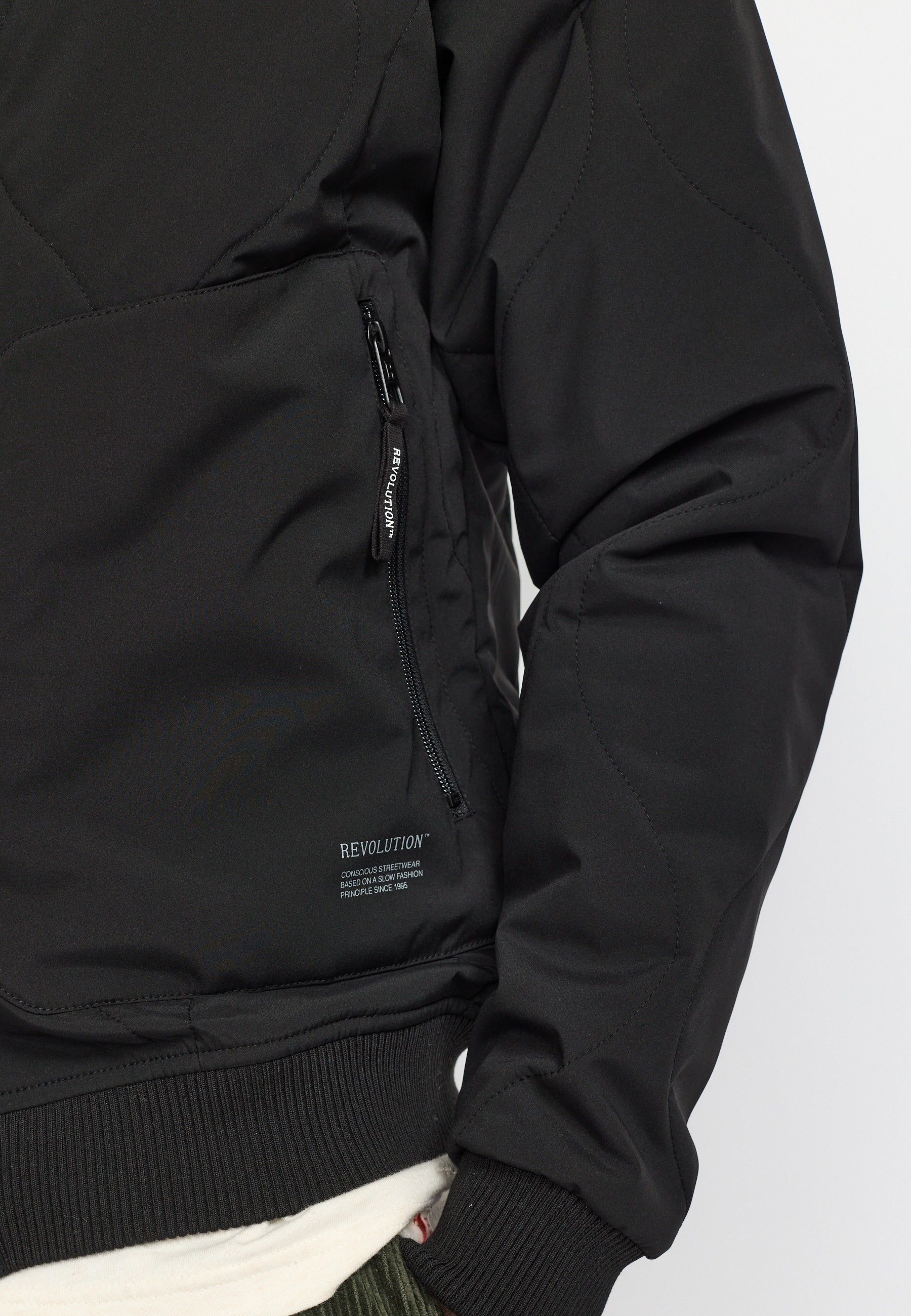 Revolution Quilted Bomber Jacket Winter Outerwear Black