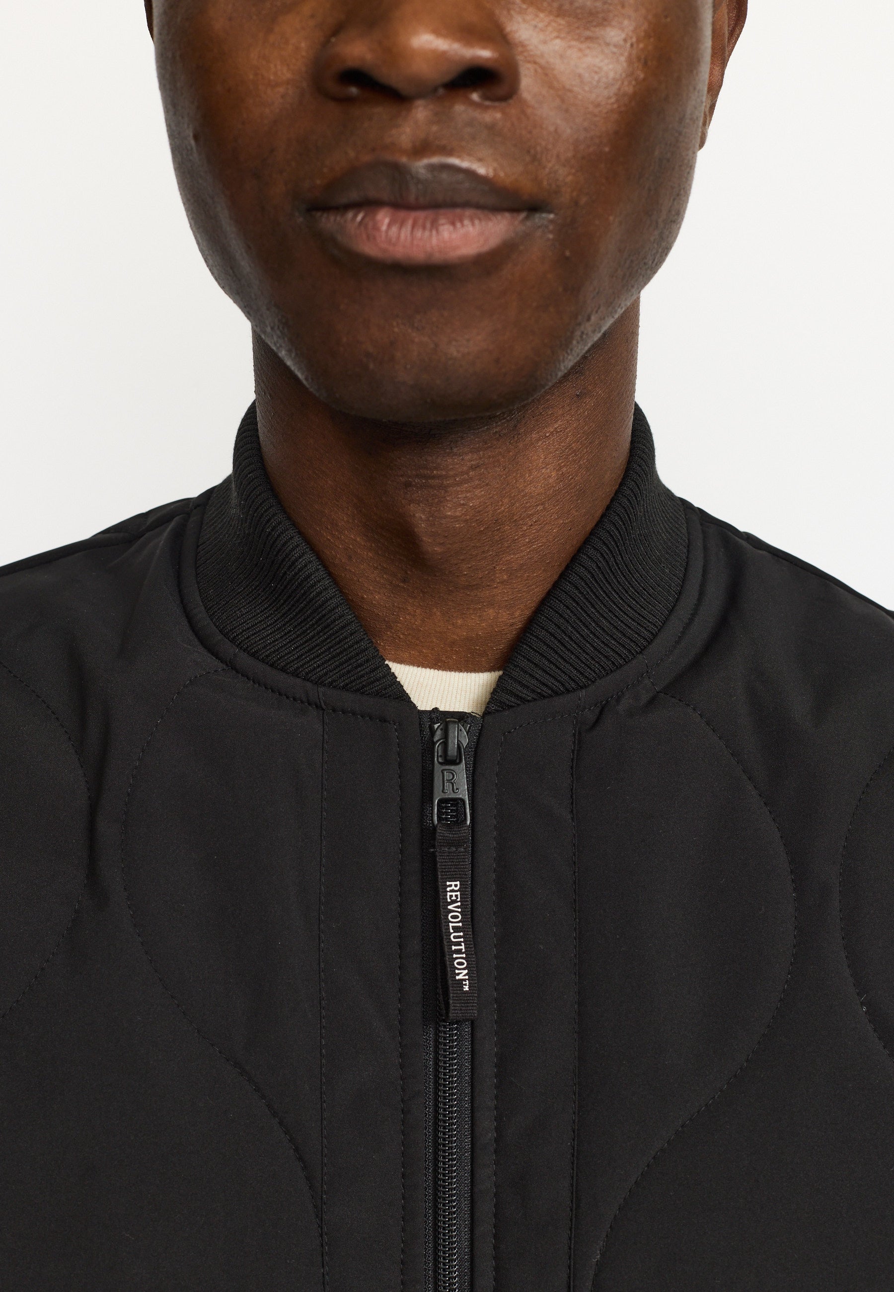 Revolution Quilted Bomber Jacket Winter Outerwear Black