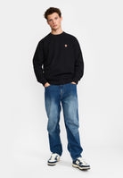 Revolution Regular Crewneck Sweatshirts Black-melange
