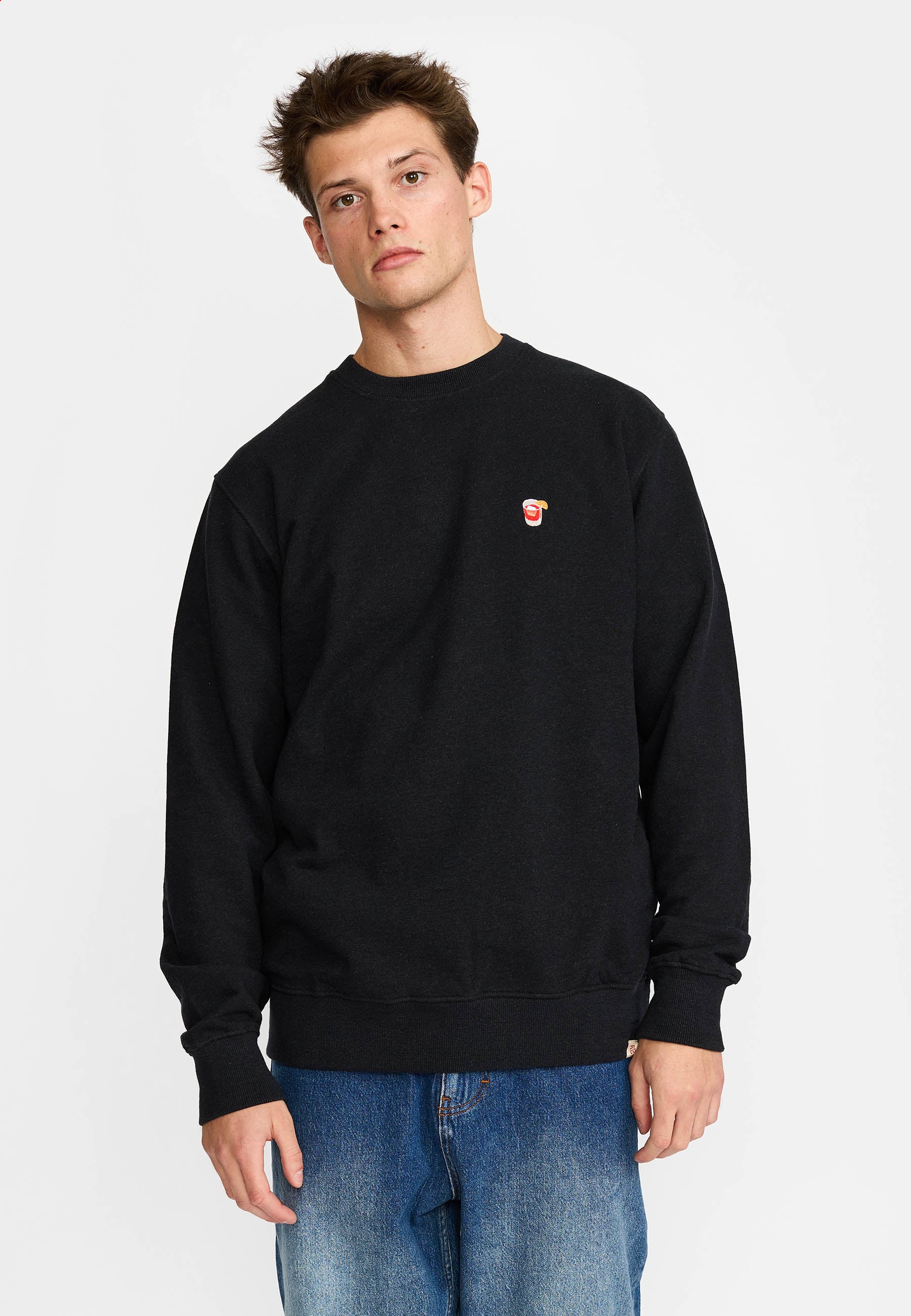 Revolution Regular Crewneck Sweatshirts Black-melange