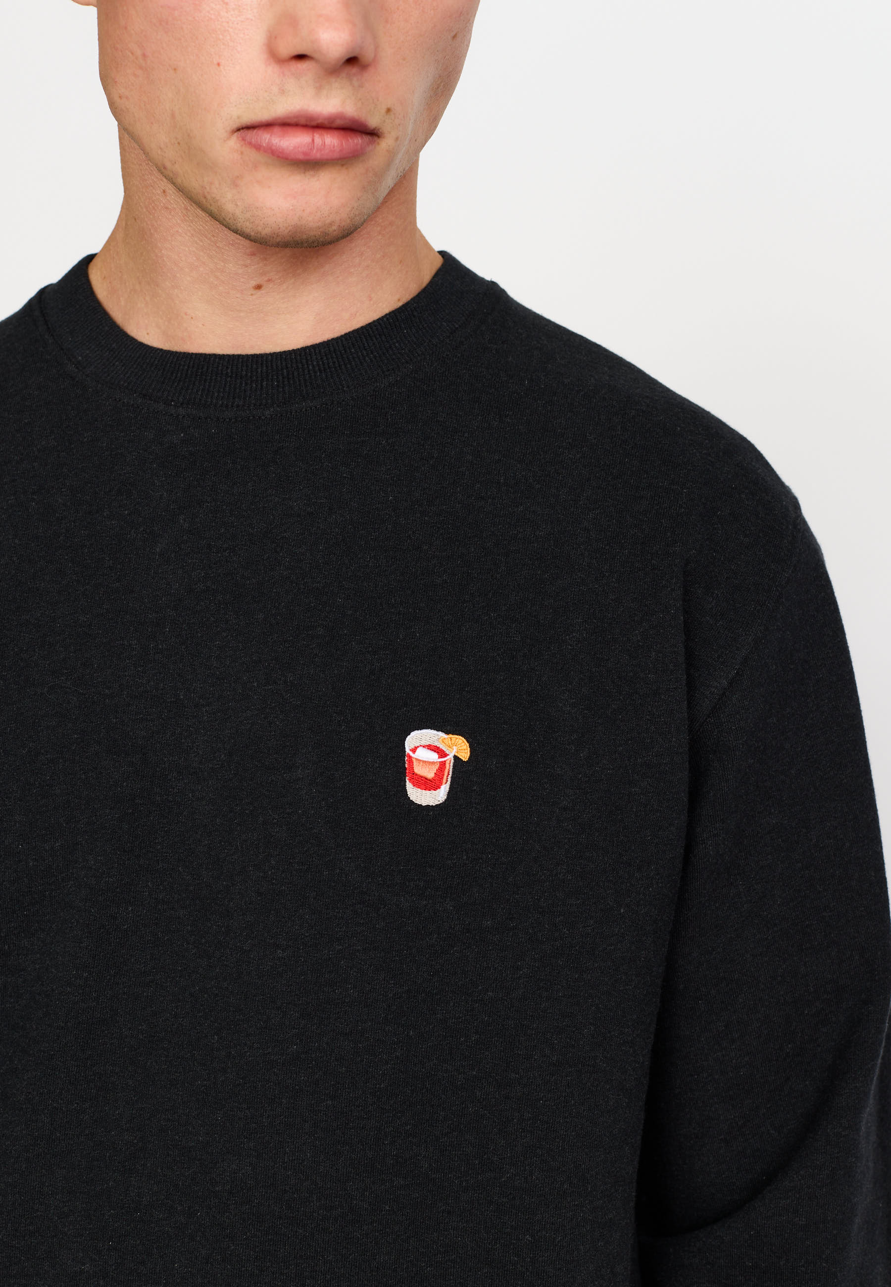 Revolution Regular Crewneck Sweatshirts Black-melange