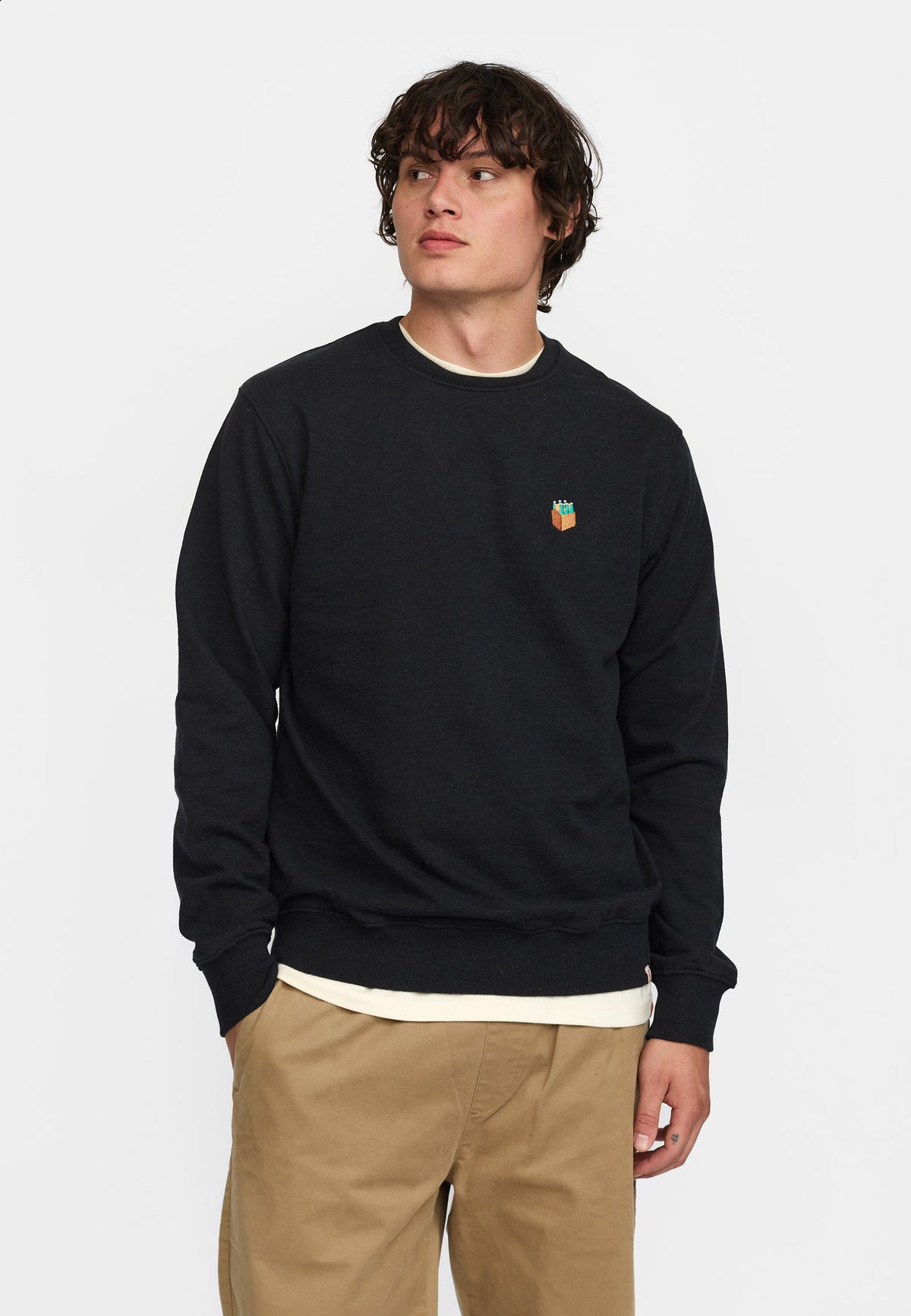 Revolution Regular Crewneck Sweatshirts Black-melange