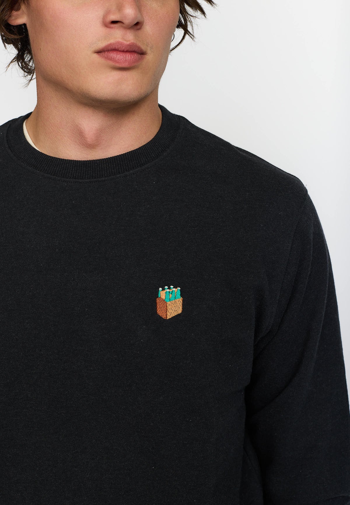 Revolution Regular Crewneck Sweatshirts Black-melange