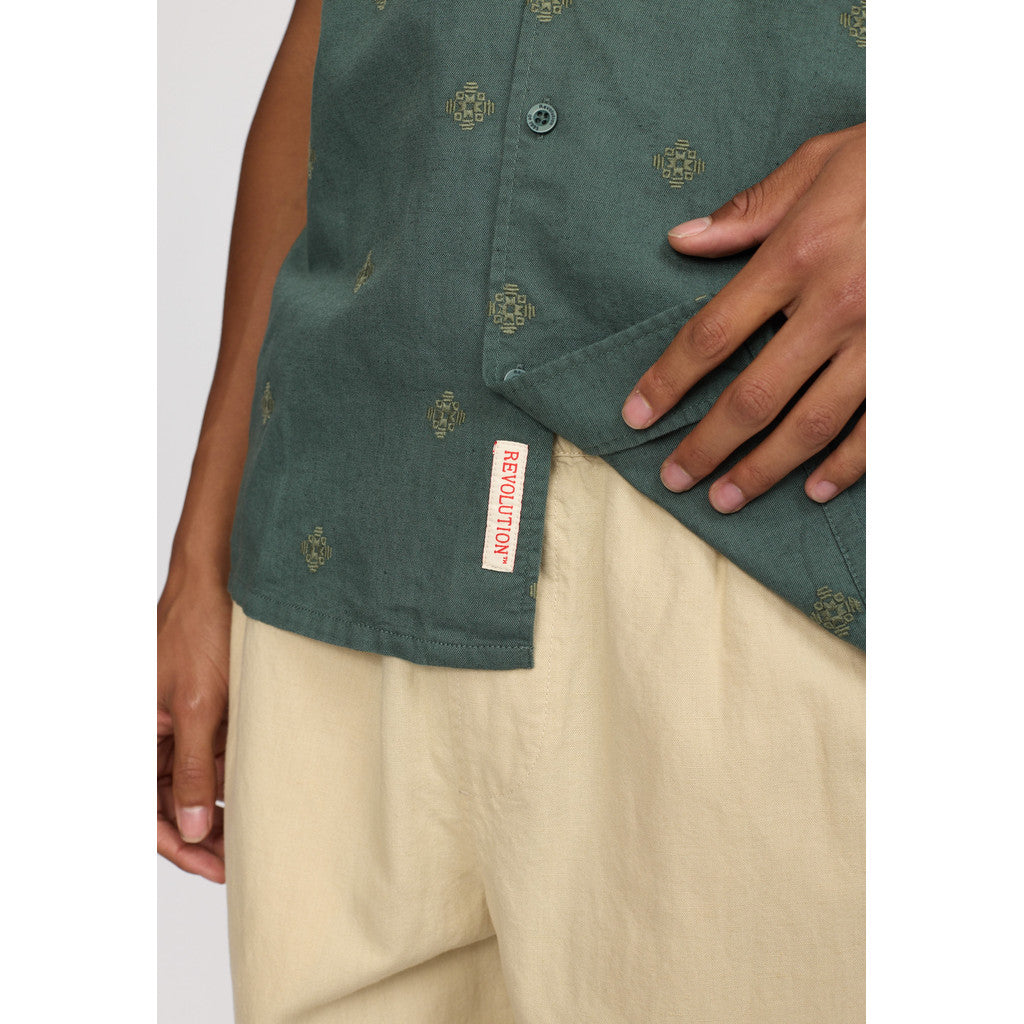 Revolution Short-sleeved Cuban Shirt Short-sleeve shirts Dustgreen