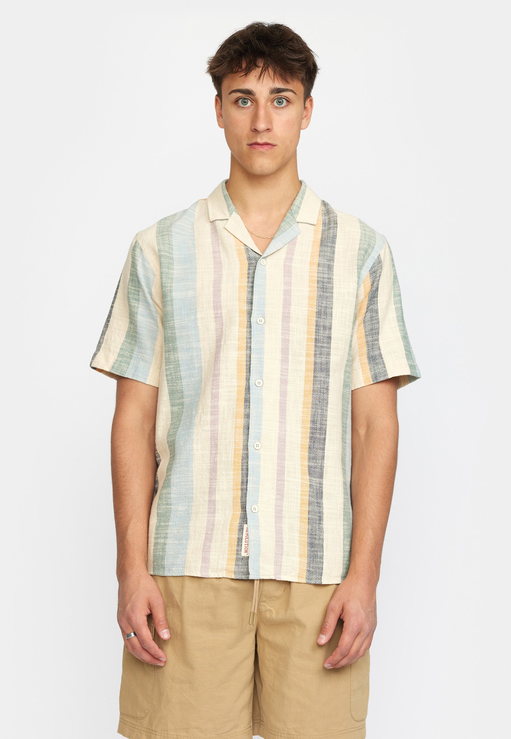 Revolution Short-sleeved Cuban Shirt Short-sleeve shirts Dustgreen