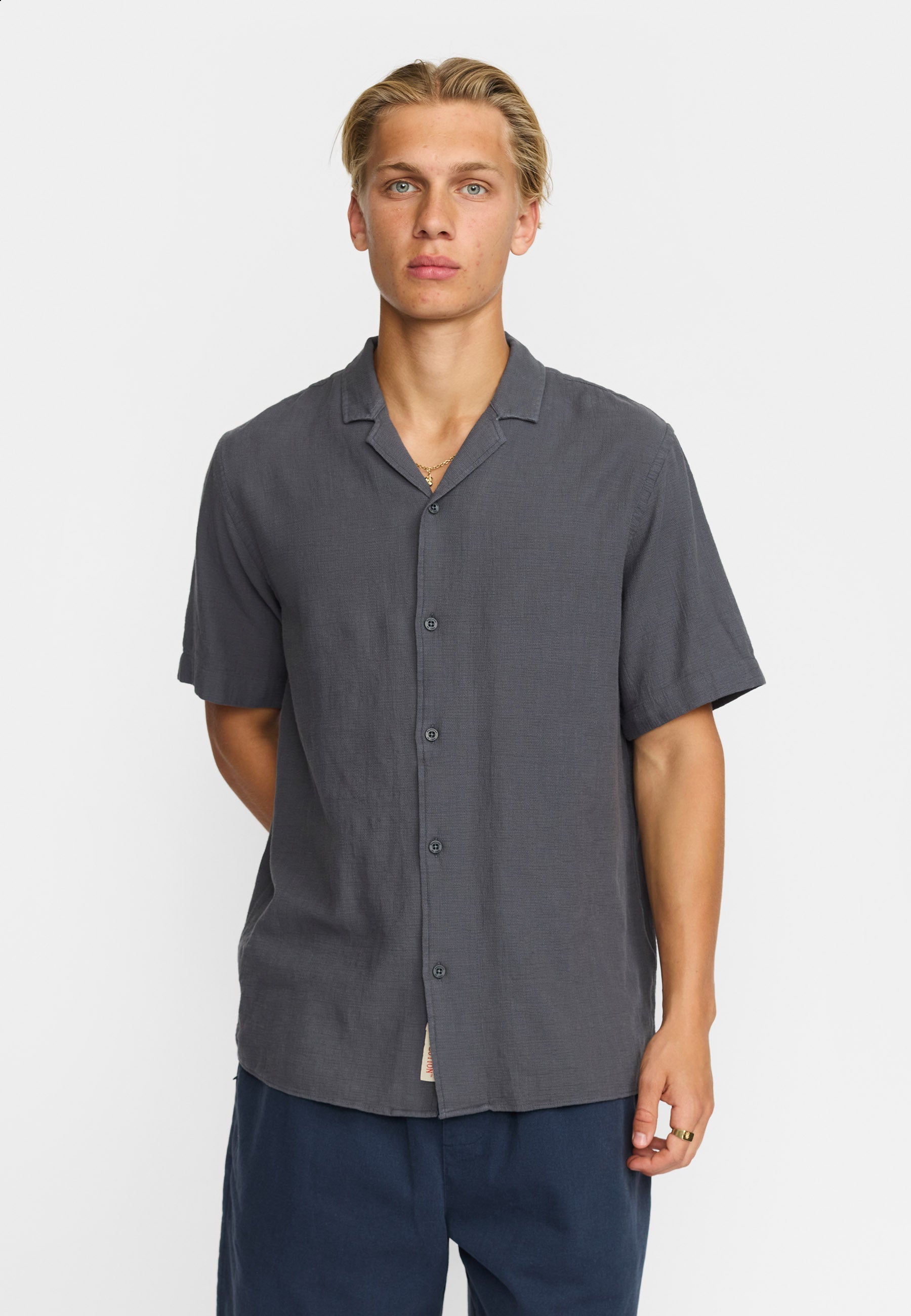 Revolution Short-sleeved Cuban Shirt Short-sleeve shirts Darkgrey
