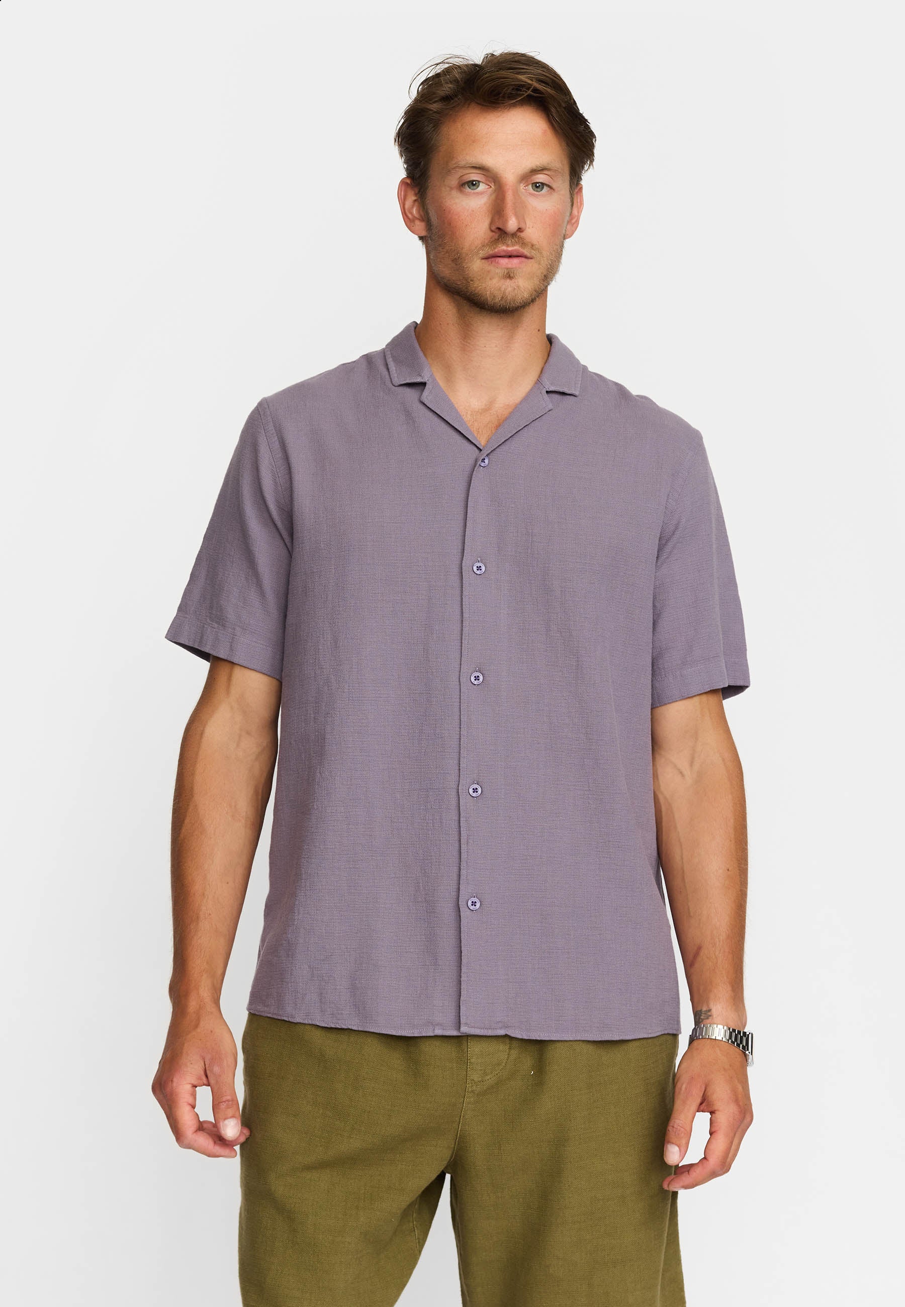Revolution Short-sleeved Cuban Shirt Short-sleeve shirts Darkpurple