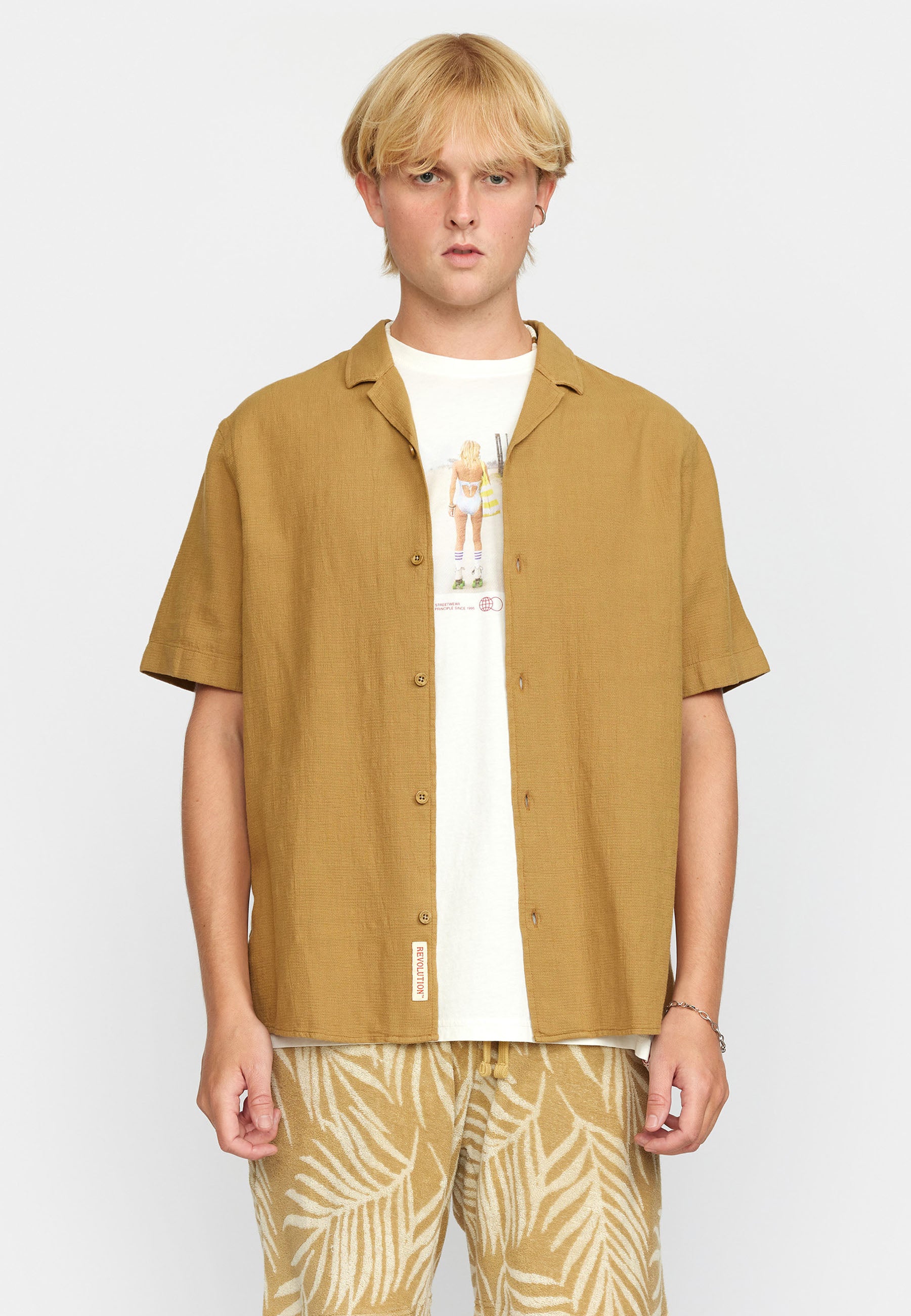 Revolution Short-sleeved Cuban Shirt Short-sleeve shirts Khaki