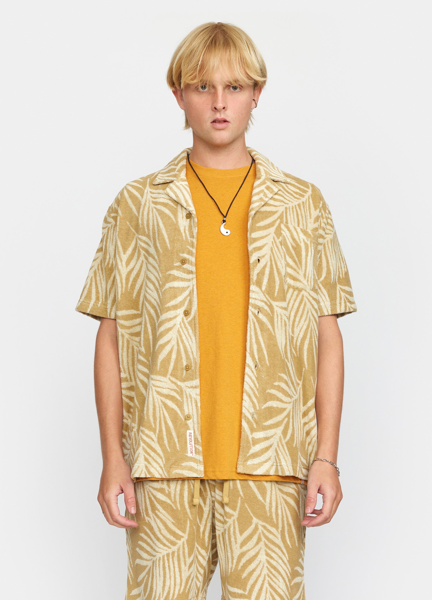 Revolution Terry Cuban Shirt Short-sleeve shirts Khaki