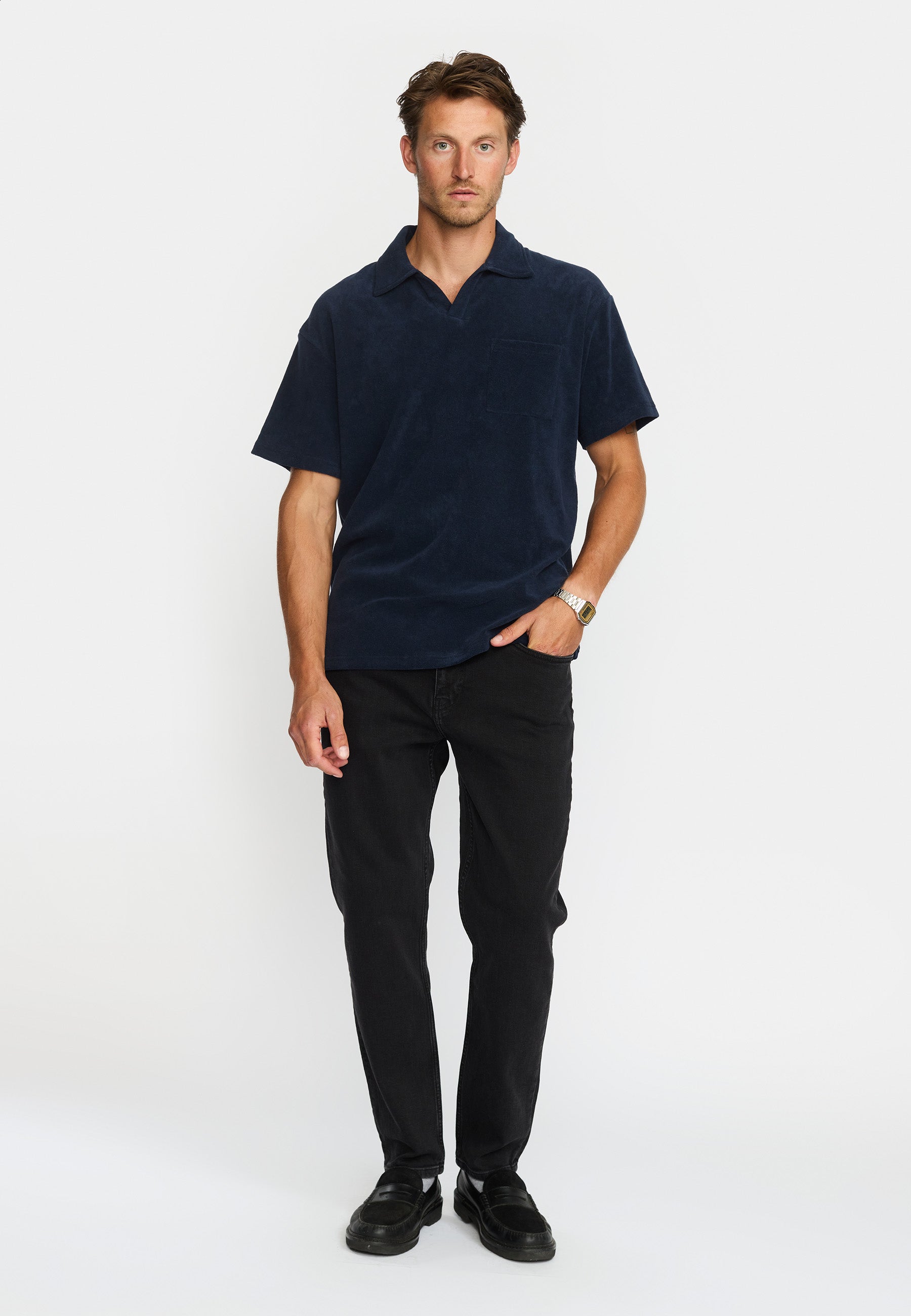 Revolution Terry Polo Shirt Short-sleeve shirts Navy
