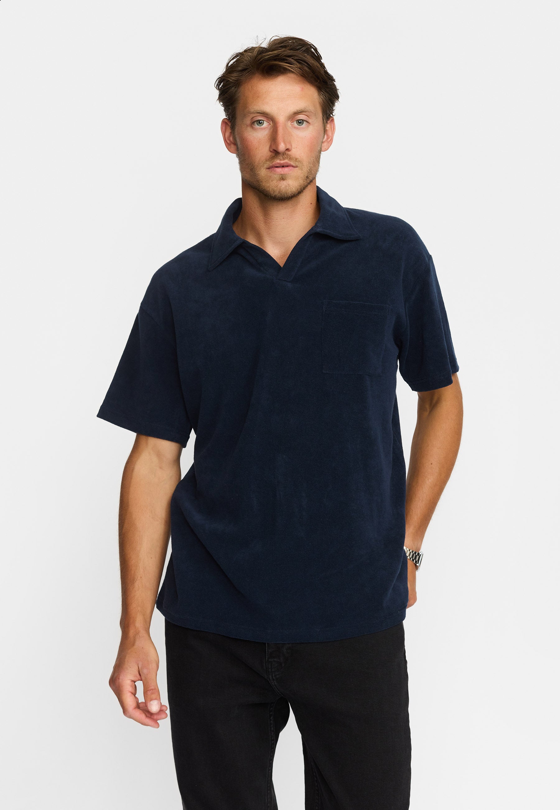 Revolution Terry Polo Shirt Short-sleeve shirts Navy