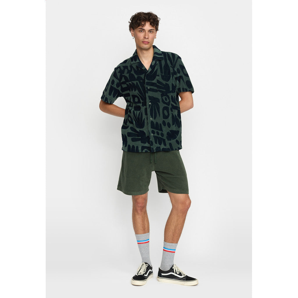 Revolution Terry Short-sleeved Cuban Shirt Short-sleeve shirts Dustgreen