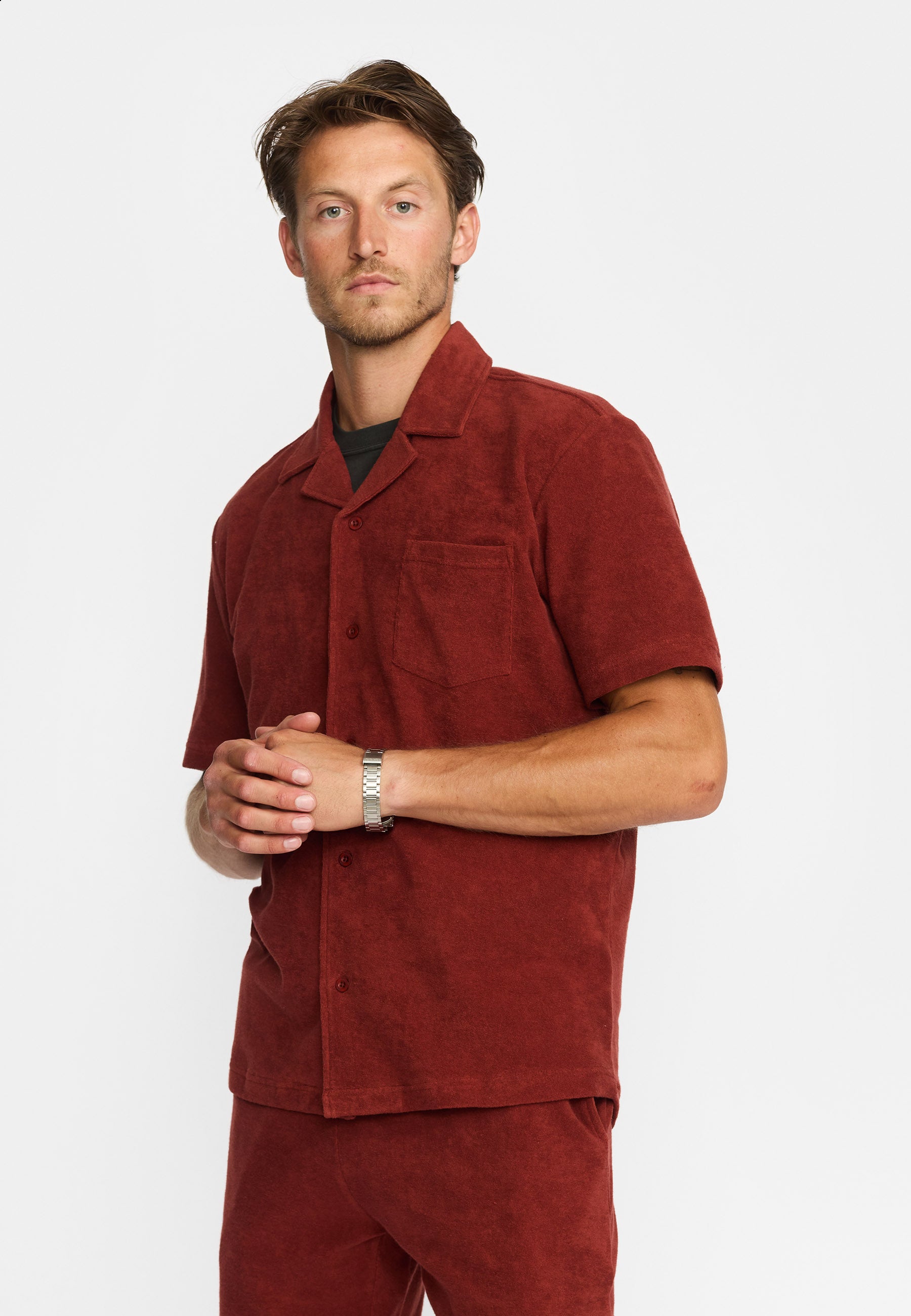 Revolution Terry Short-sleeved Cuban Shirt Short-sleeve shirts Darkorange