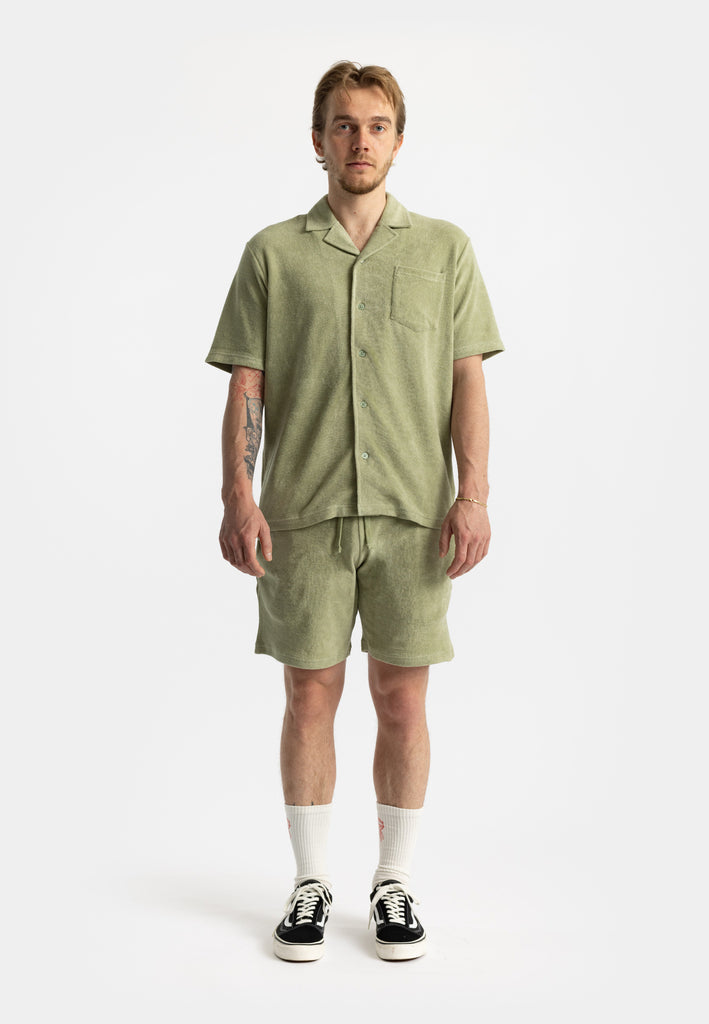 Revolution Terry Short-sleeved Cuban Shirt Short-sleeve shirts Lightgreen