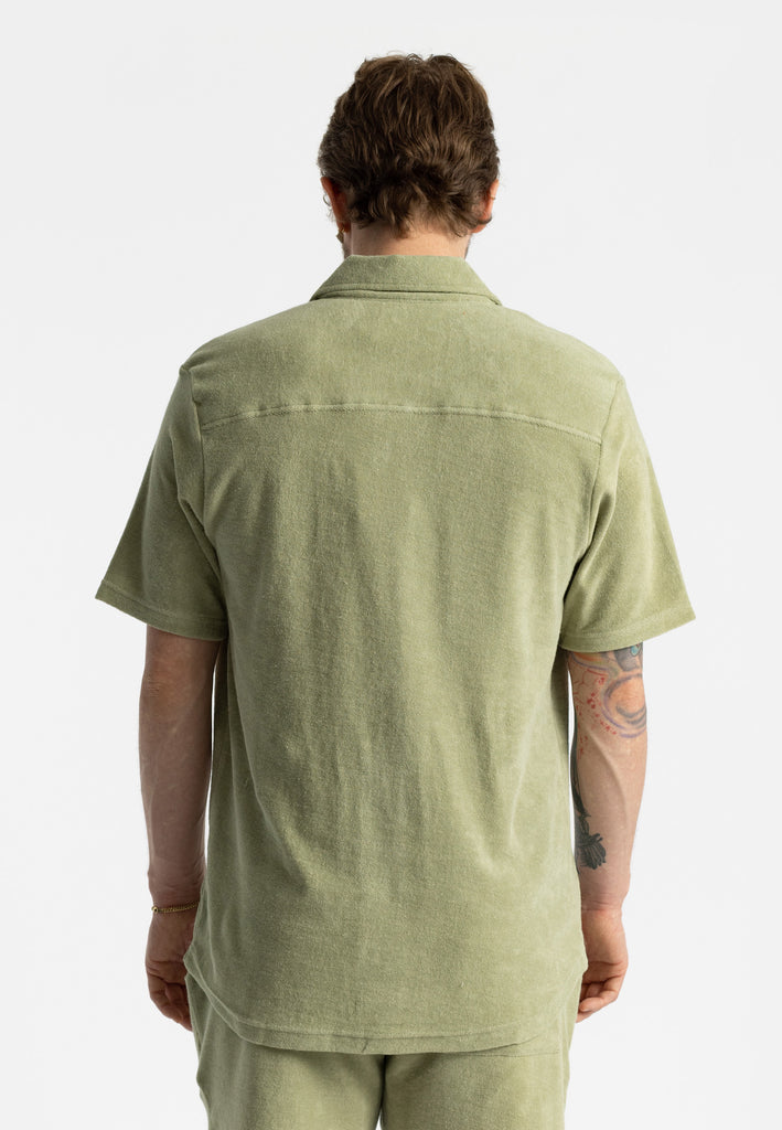 Revolution Terry Short-sleeved Cuban Shirt Short-sleeve shirts Lightgreen