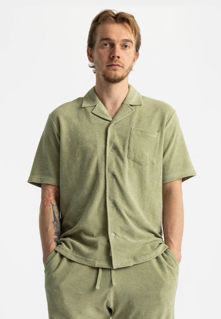 Revolution Terry Short-sleeved Cuban Shirt Short-sleeve shirts Lightgreen