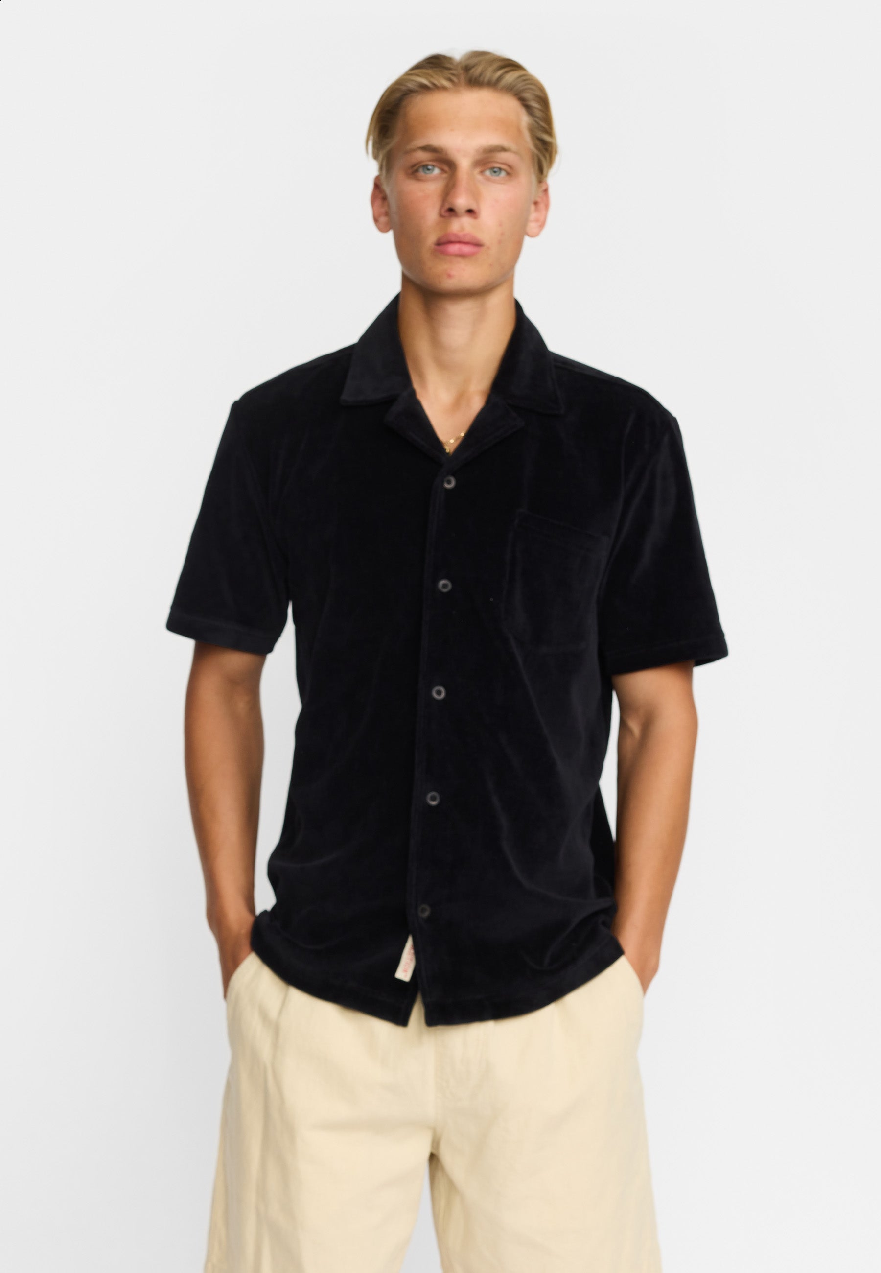 Revolution Velour Short-sleeved Cuban Shirt Short-sleeve shirts Black