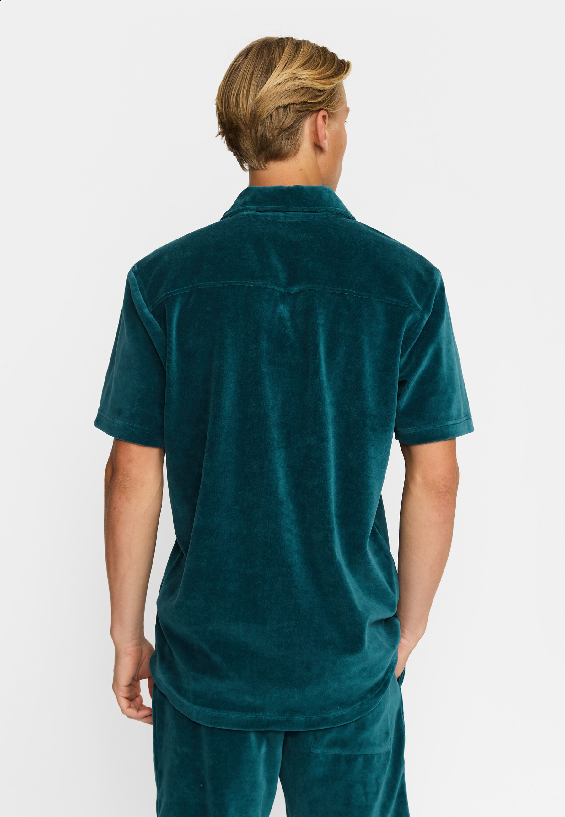 Revolution Velour Short-sleeved Cuban Shirt Short-sleeve shirts Darkpetrol