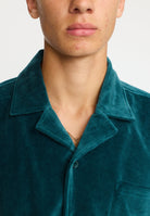 Revolution Velour Short-sleeved Cuban Shirt Short-sleeve shirts Darkpetrol