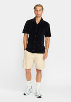 Revolution Velour Short-sleeved Cuban Shirt Short-sleeve shirts Darkpetrol