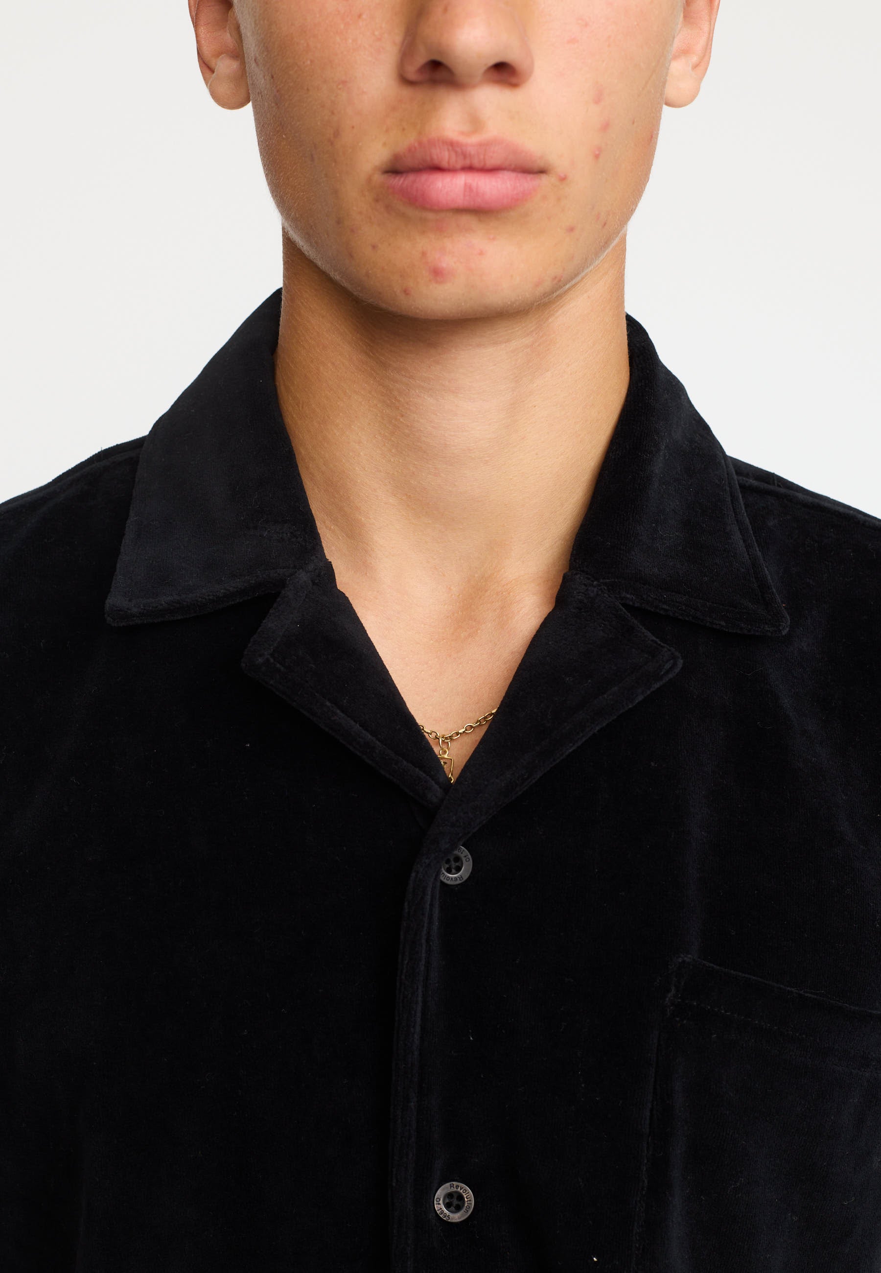 Revolution Velour Short-sleeved Cuban Shirt Short-sleeve shirts Darkpetrol