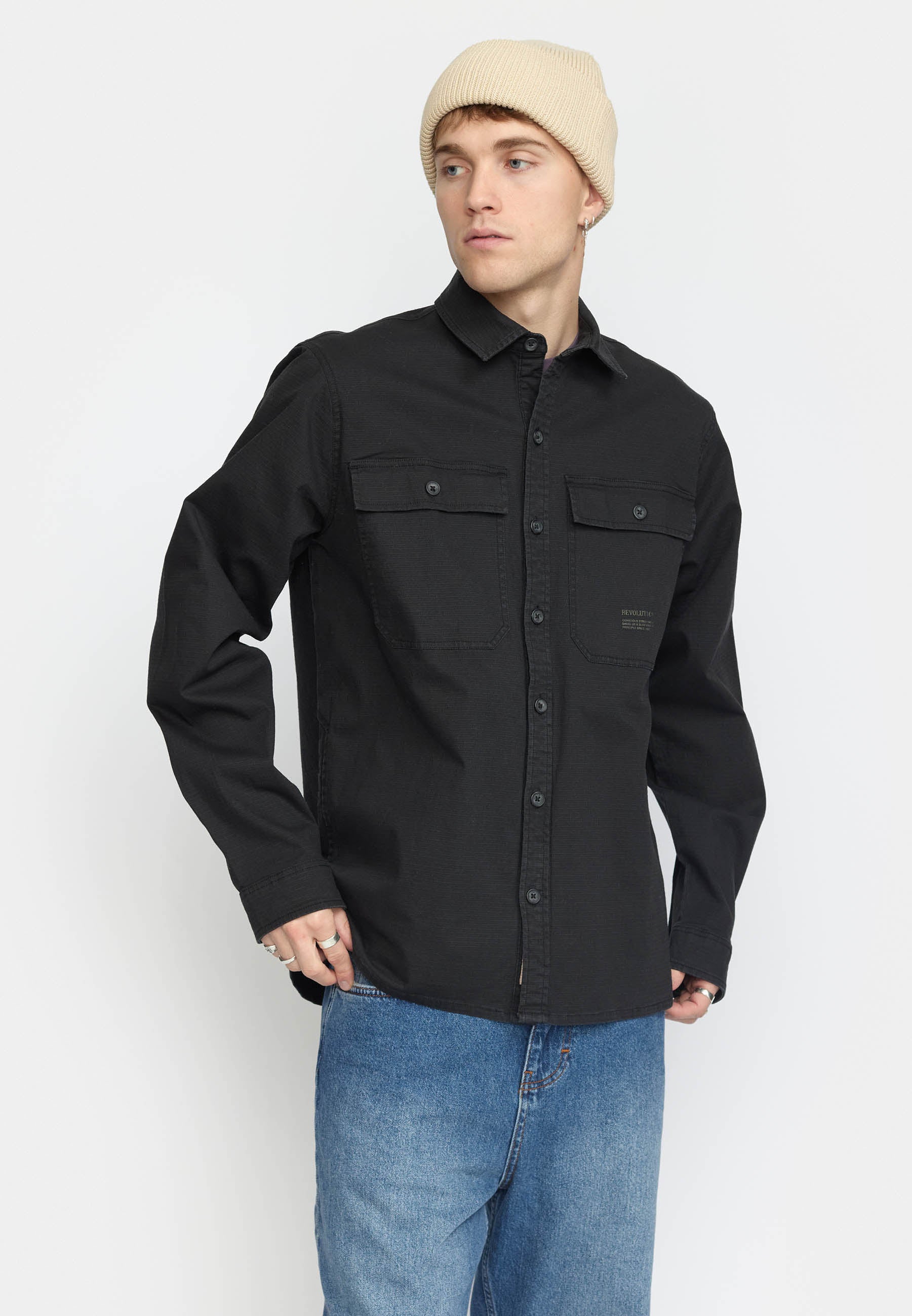 Revolution Worker Overshirt Overshirts Black
