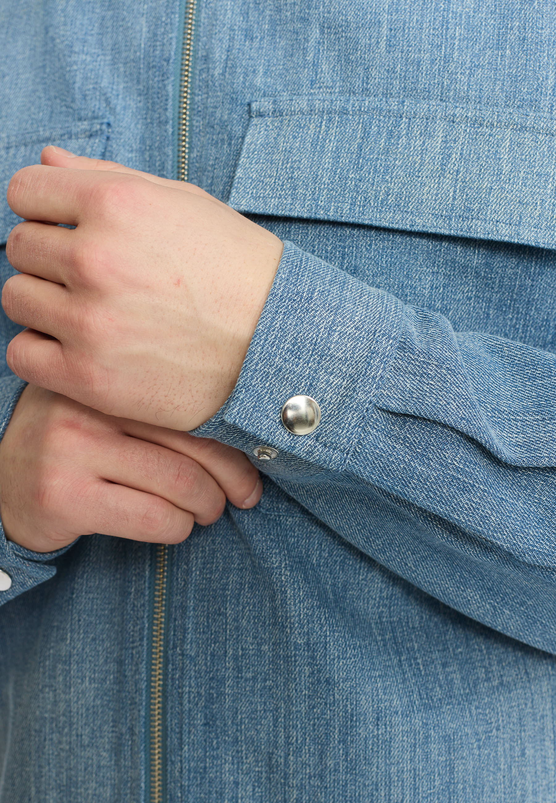Revolution Zipped Denim Worker Shirt Overshirts Lightblue