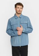 Revolution Zipped Denim Worker Shirt Overshirts Lightblue