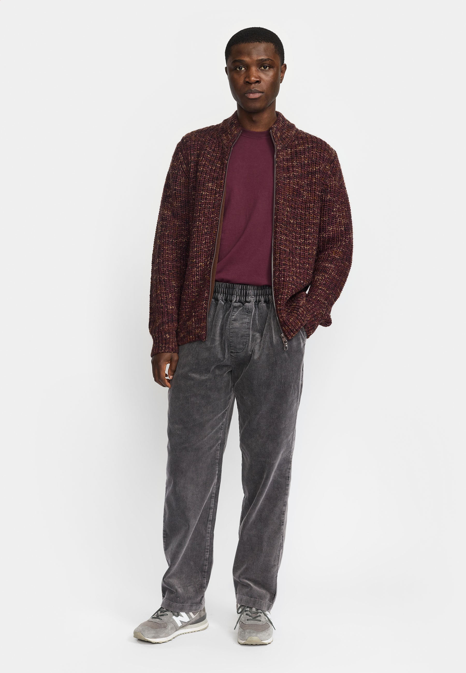 Revolution Zipped Knit Cardigan Knitwear Burgundy
