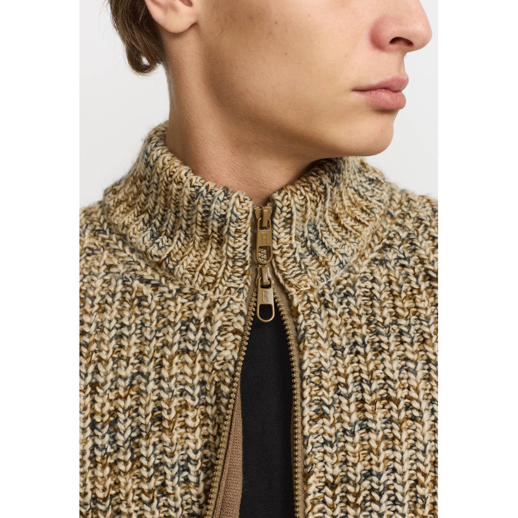 Revolution Zipped Knit Cardigan Knitwear Offwhite