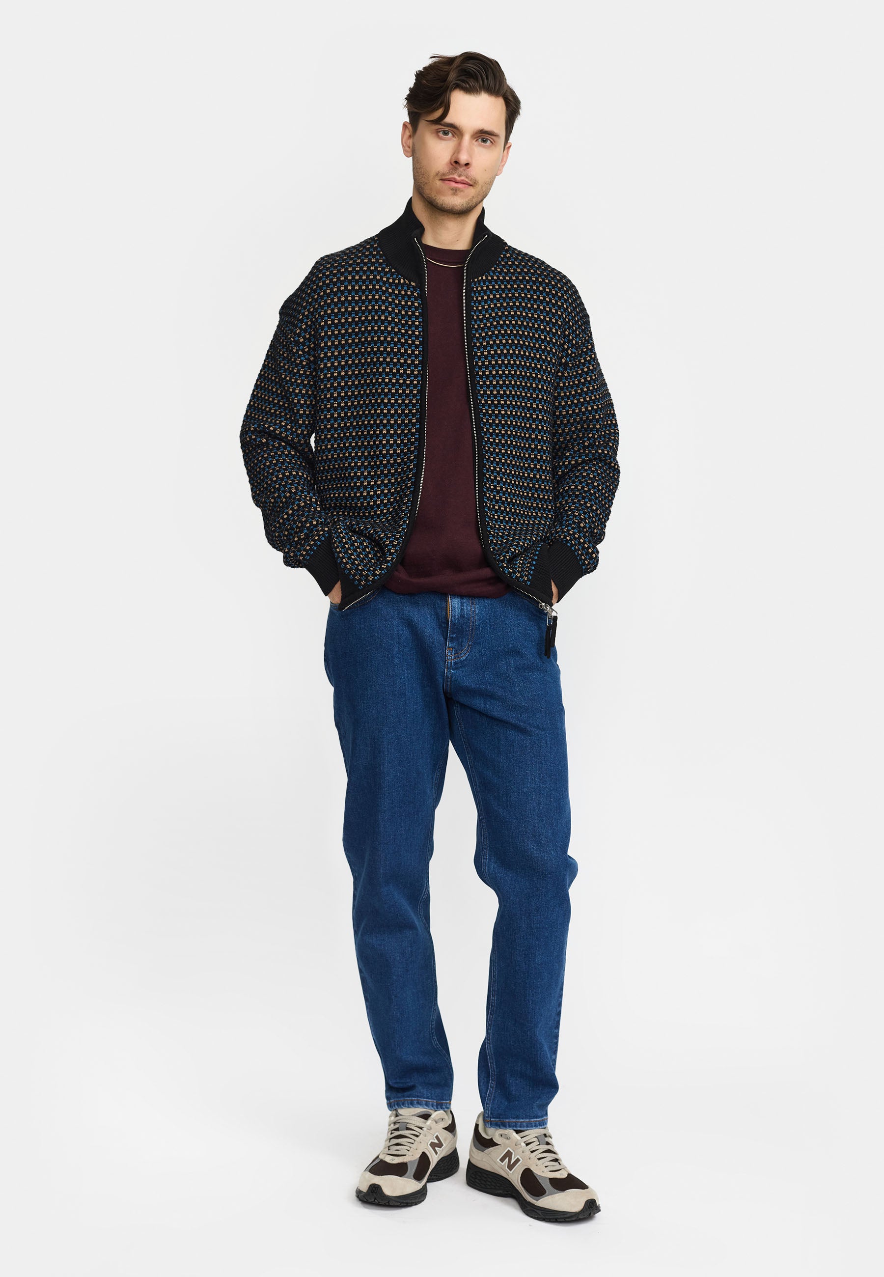 Revolution Zipped Knit Cardigan Knitwear Blue
