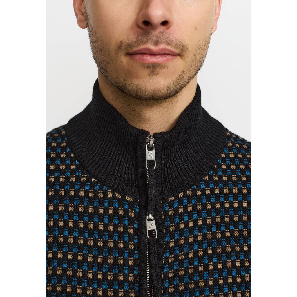 Revolution Zipped Knit Cardigan Knitwear Blue