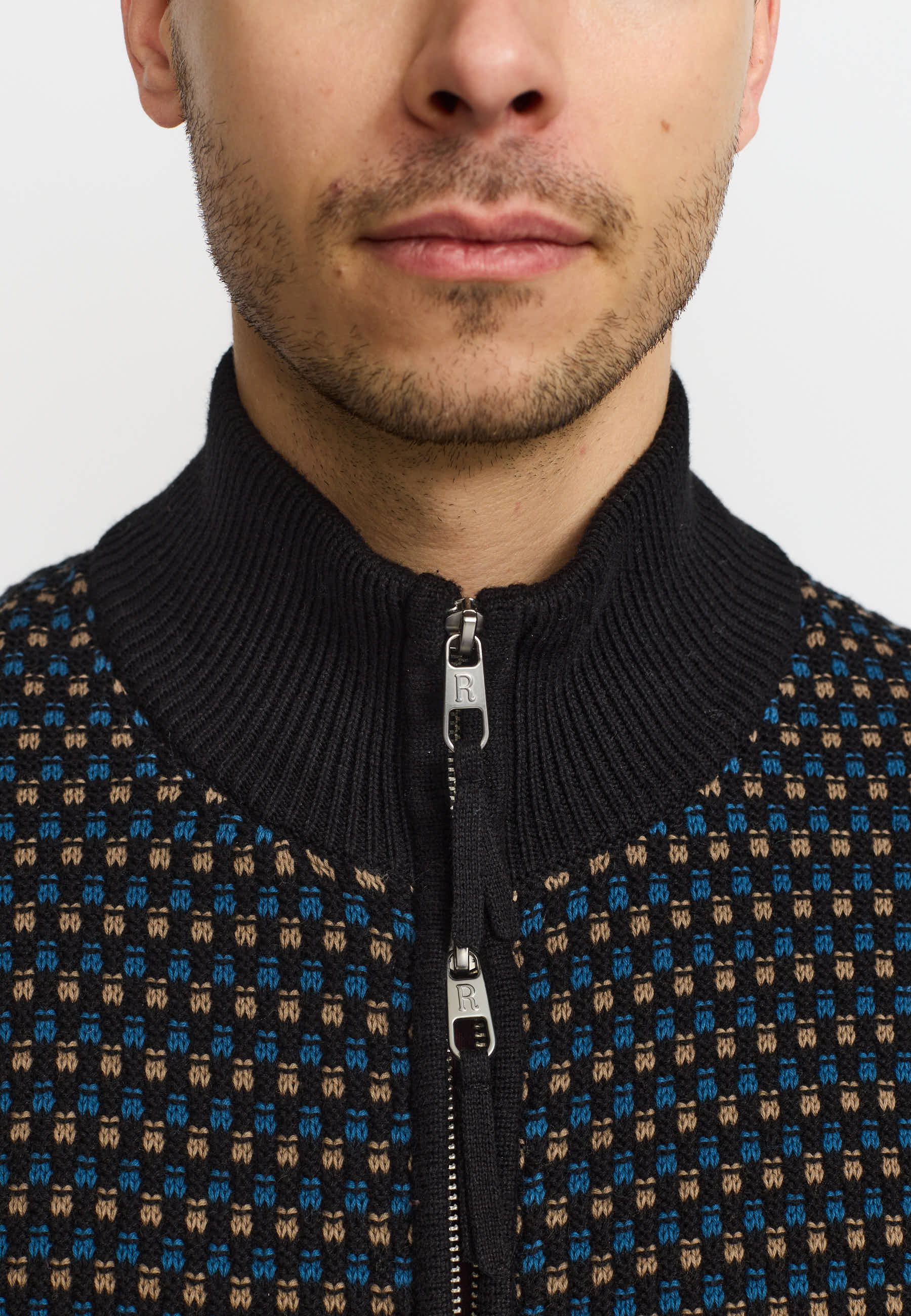Revolution Zipped Knit Cardigan Knitwear Blue