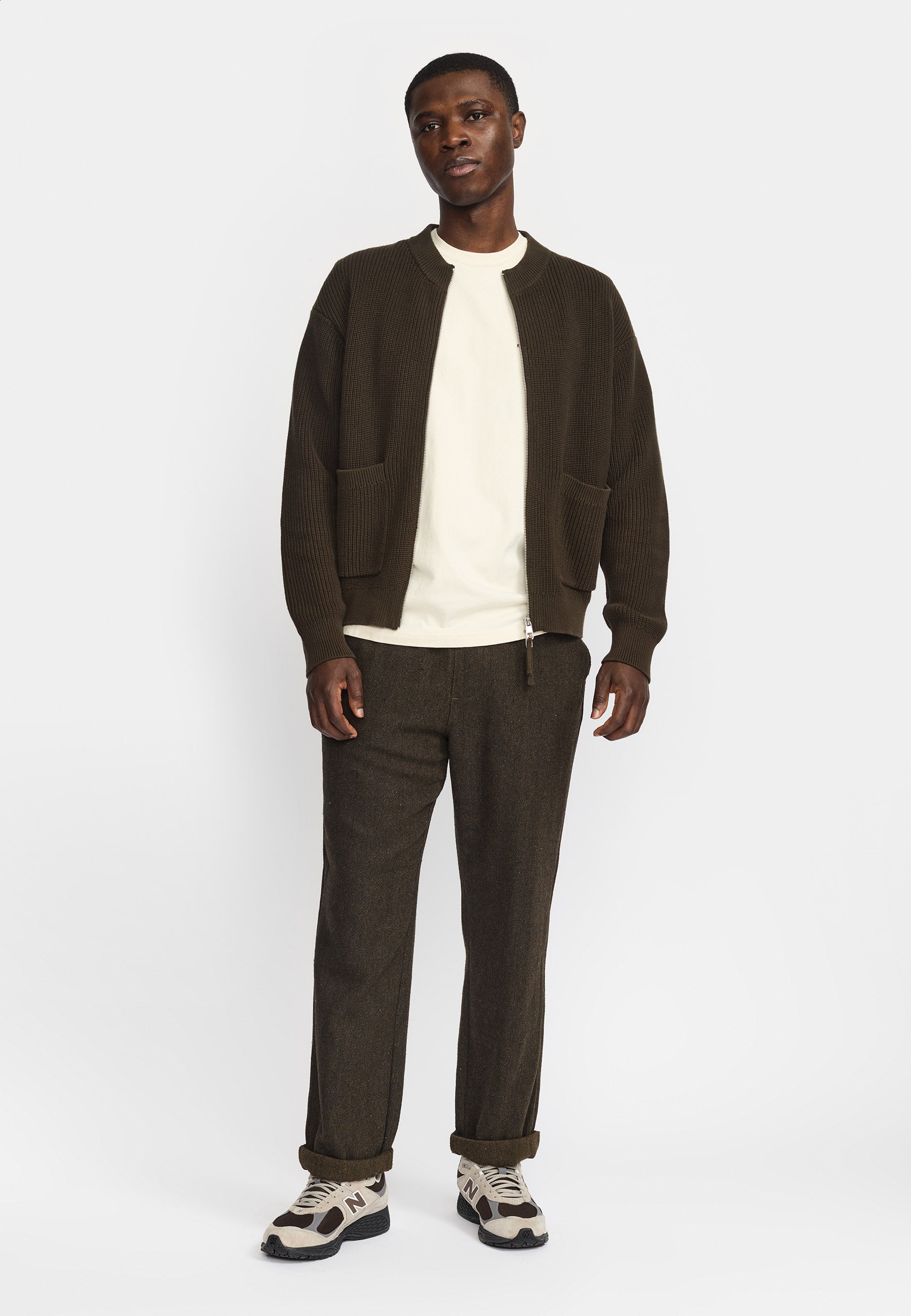 Revolution Zipped Knit Cardigan Knitwear Army
