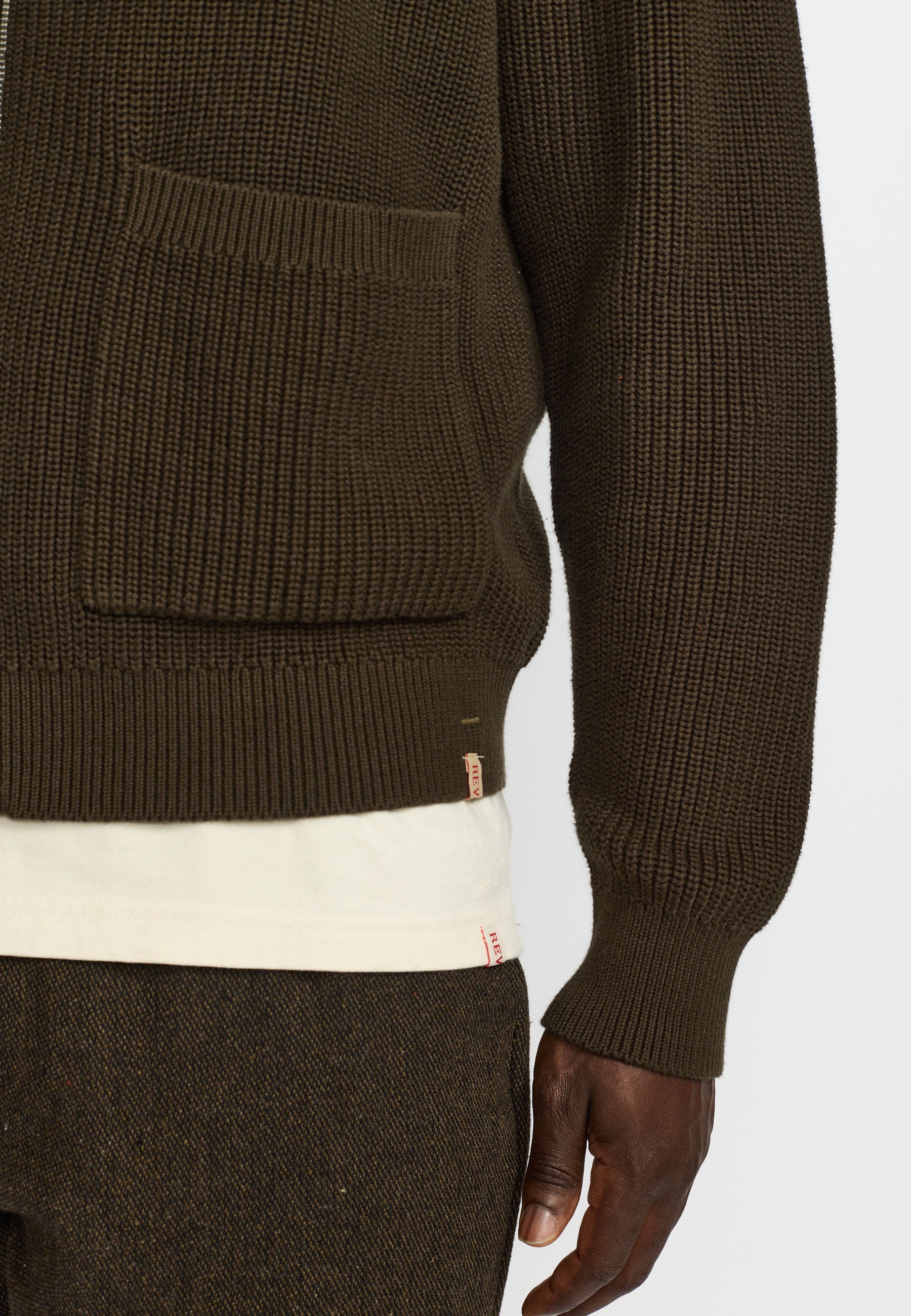 Revolution Zipped Knit Cardigan Knitwear Army