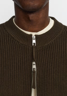 Revolution Zipped Knit Cardigan Knitwear Army