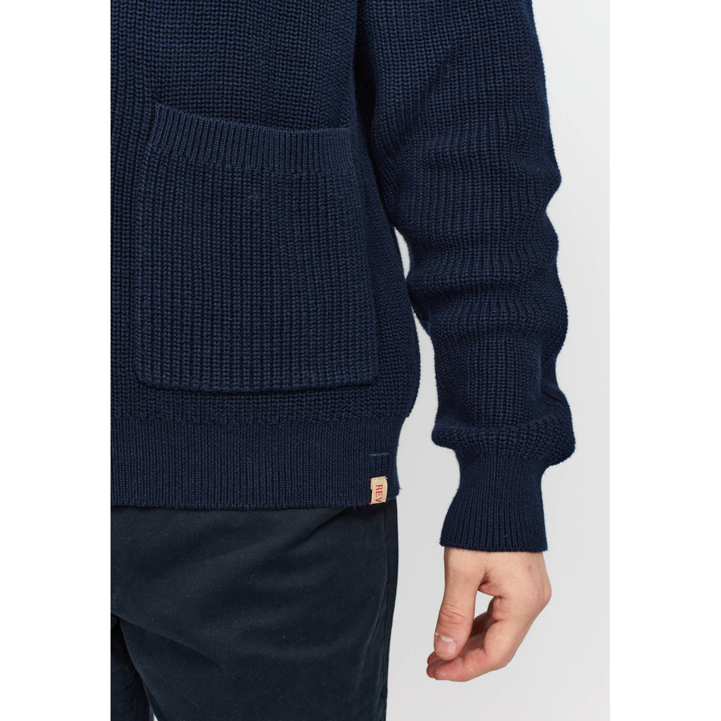 Revolution Zipped Knit Cardigan Knitwear Navy