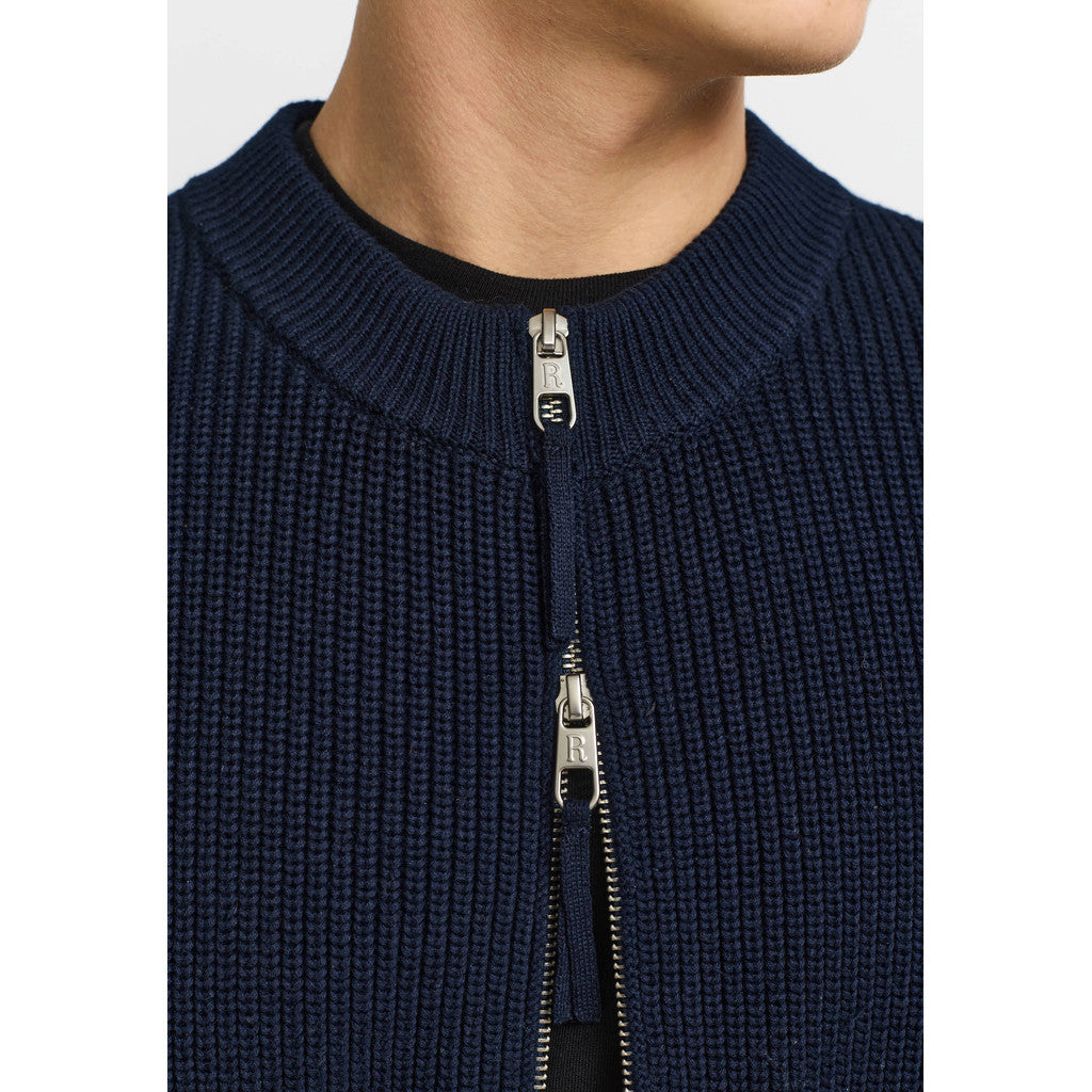 Revolution Zipped Knit Cardigan Knitwear Navy
