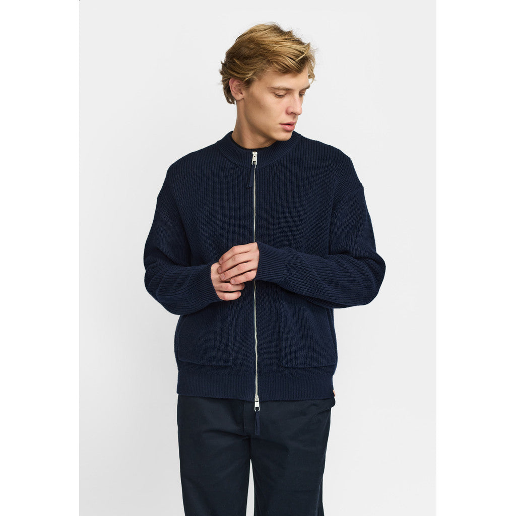 Revolution Zipped Knit Cardigan Knitwear Navy